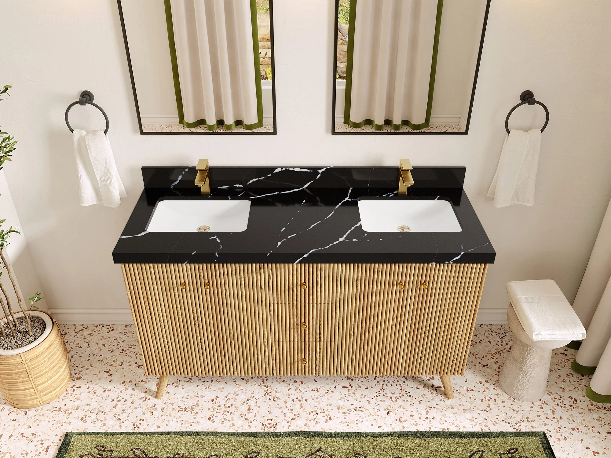 Pasadena White Oak 60 in. W x 22 in. D Double Sink Bathroom Vanity - Image 9