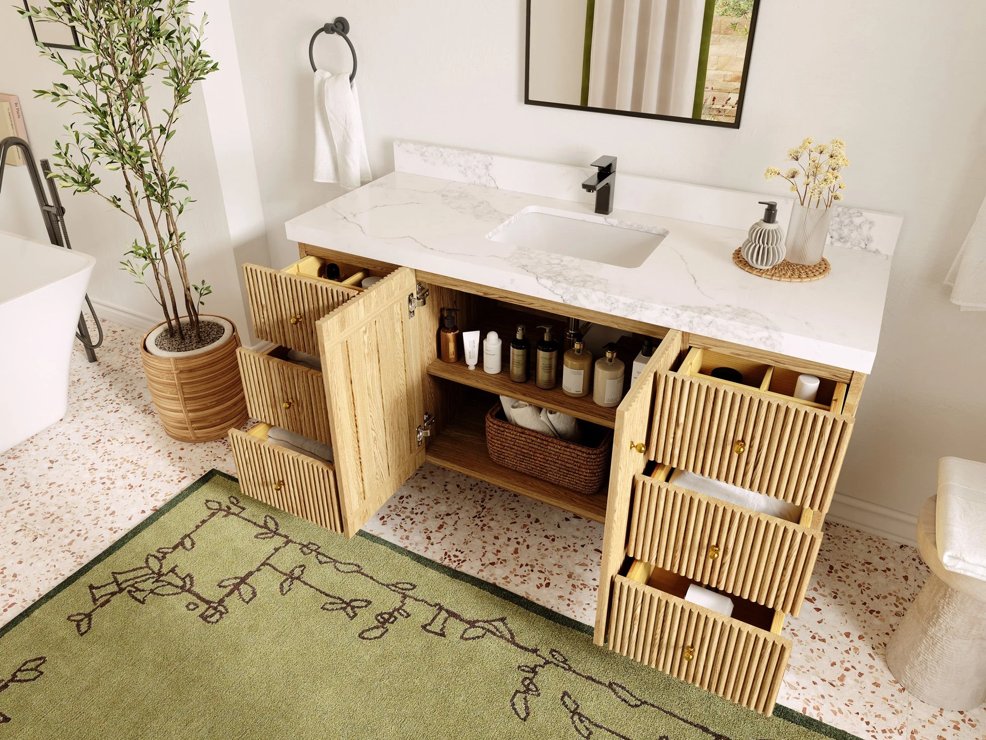 Pasadena White Oak 60 in. W x 22 in. D Single Sink Bathroom Vanity - Image 3