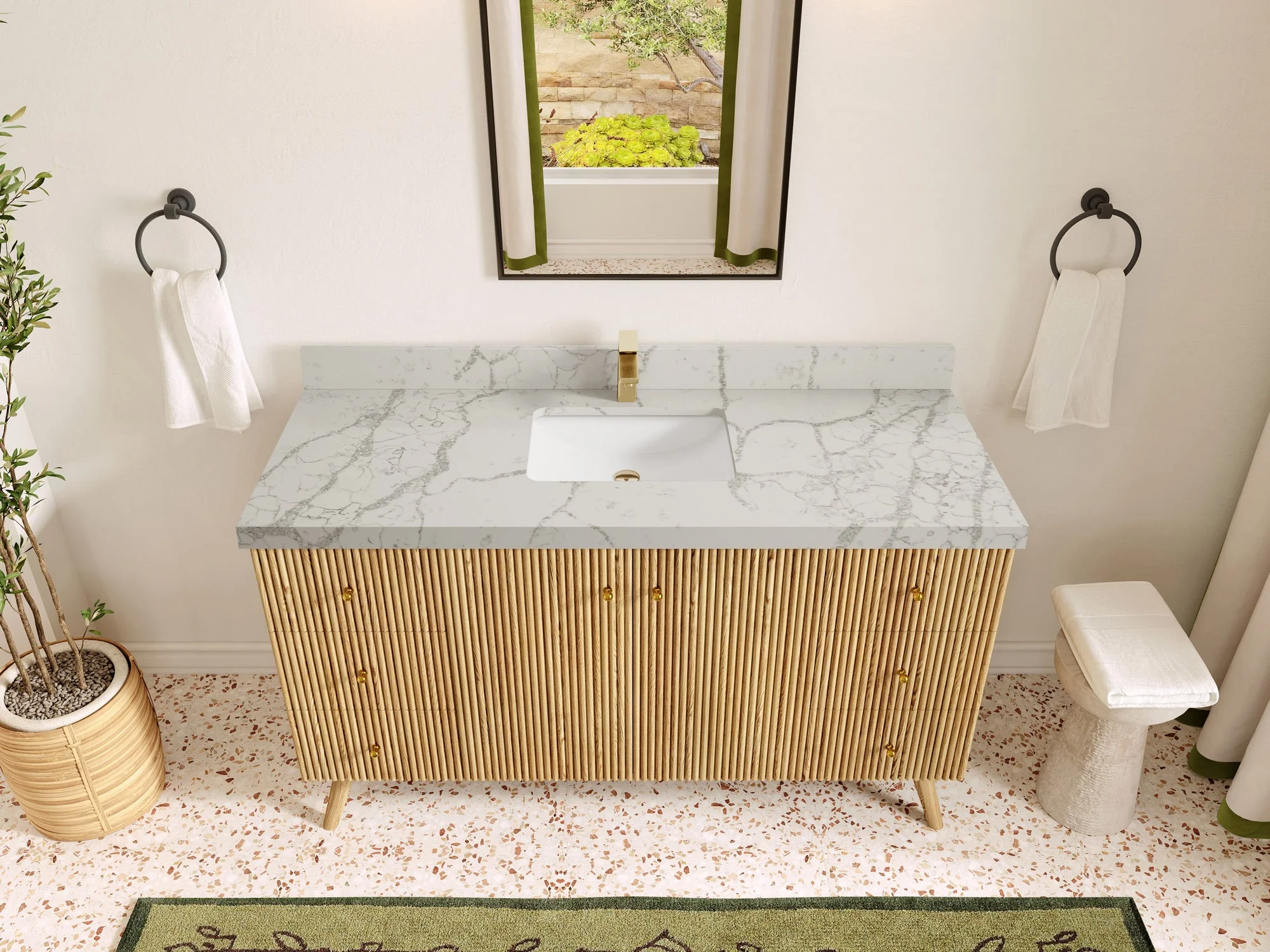 Pasadena White Oak 60 in. W x 22 in. D Single Sink Bathroom Vanity - Image 41