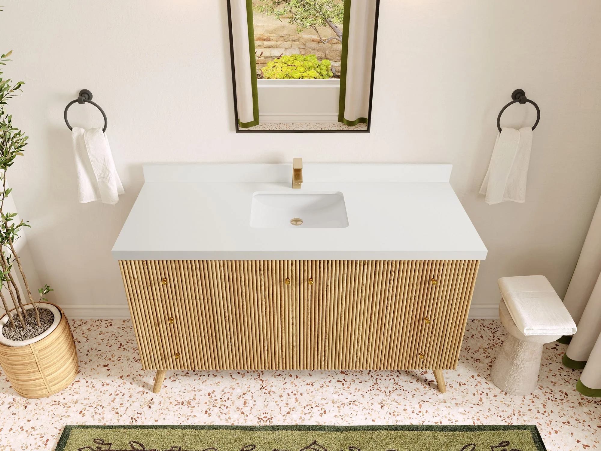Pasadena White Oak 60 in. W x 22 in. D Single Sink Bathroom Vanity - Image 43