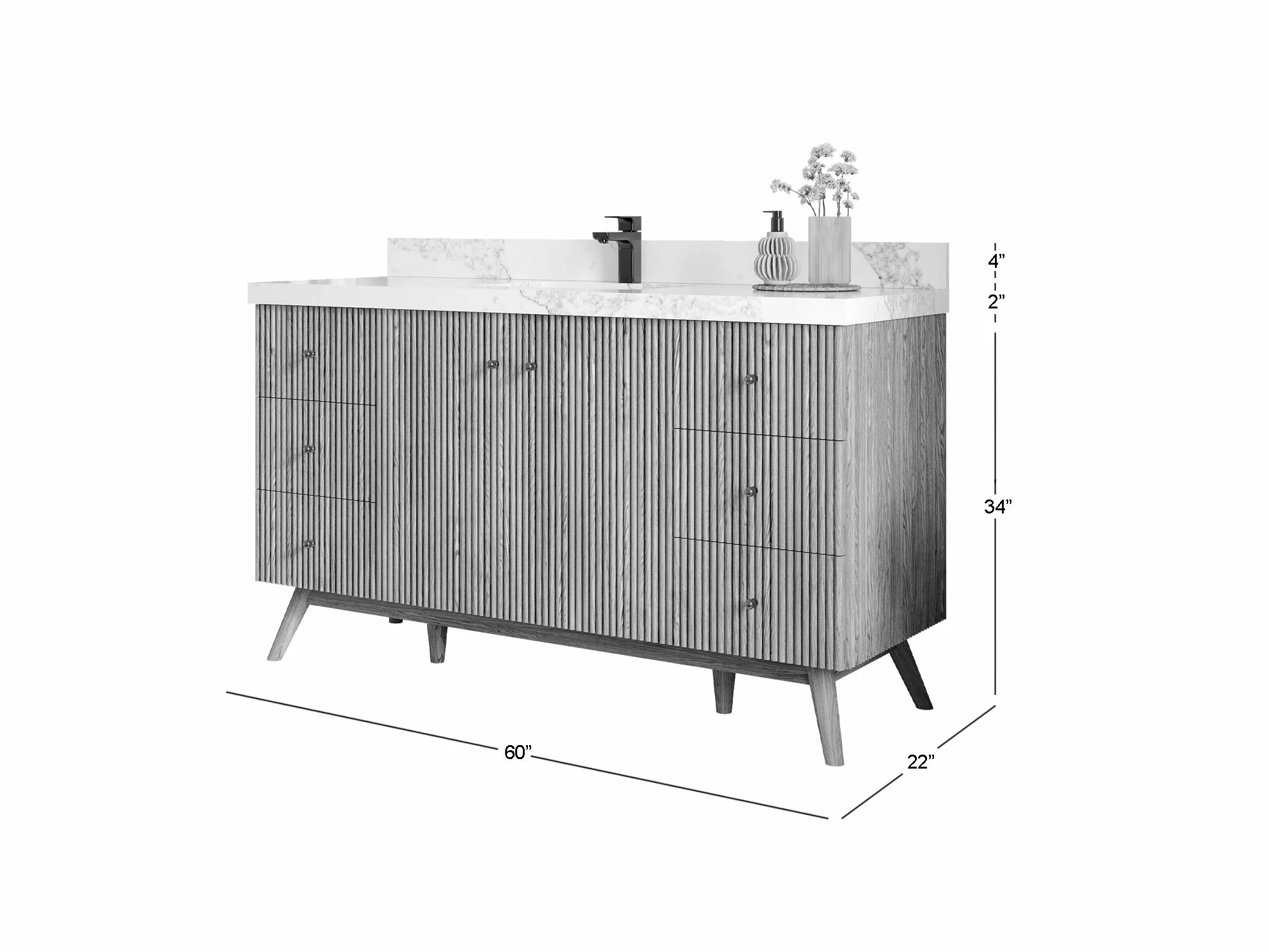 Pasadena White Oak 60 in. W x 22 in. D Single Sink Bathroom Vanity - Image 5