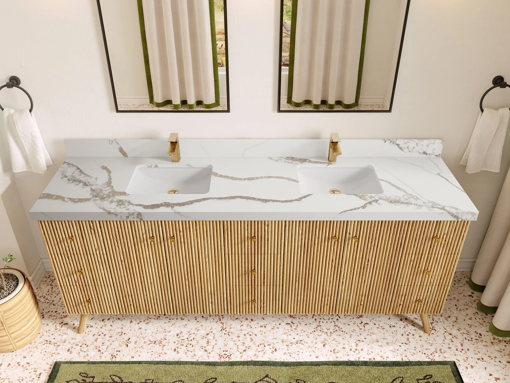 Pasadena White Oak 84 in. W x 22 in. D Double Sink Bathroom Vanity - Image 11
