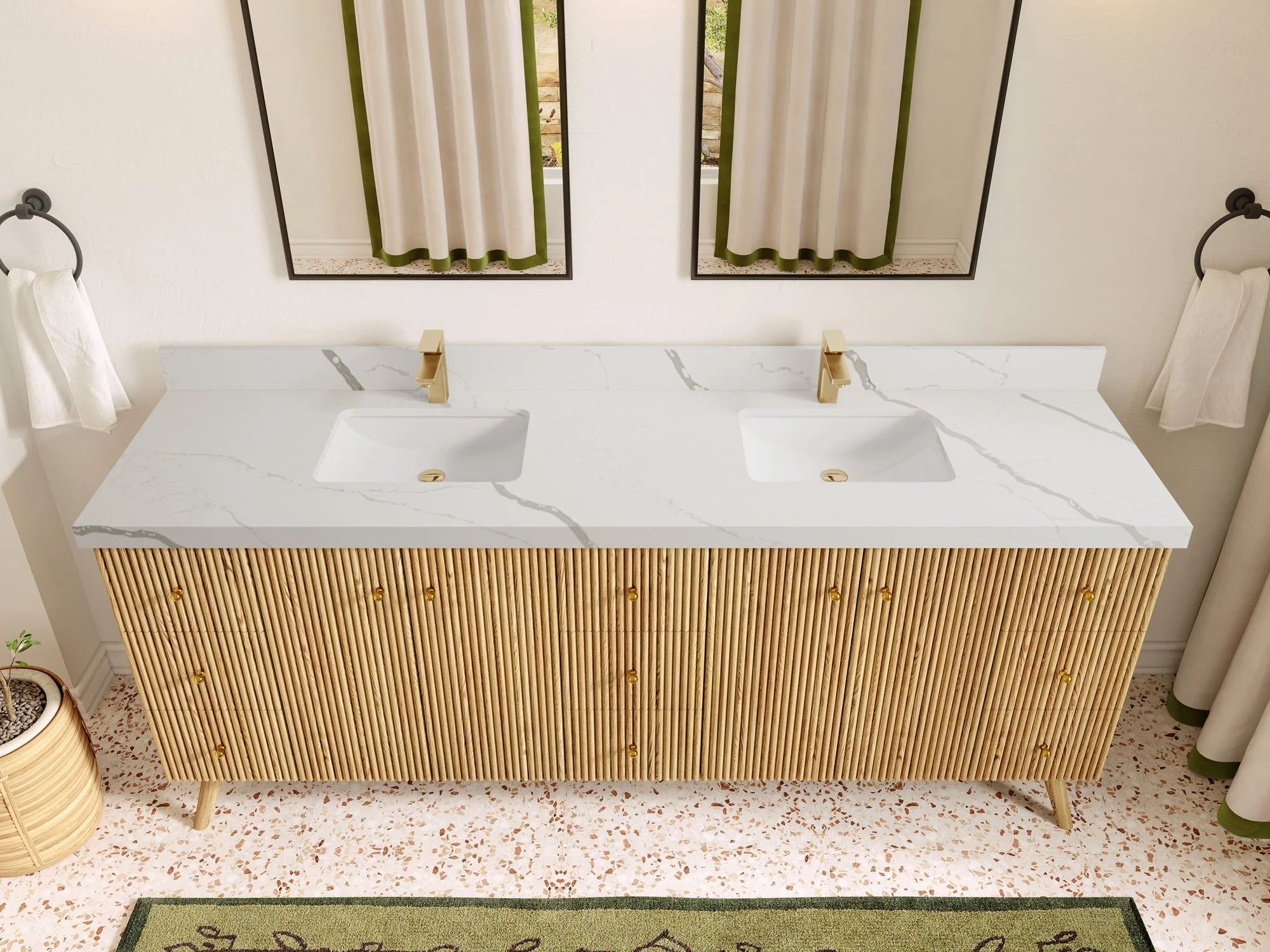 Pasadena White Oak 84 in. W x 22 in. D Double Sink Bathroom Vanity - Image 13