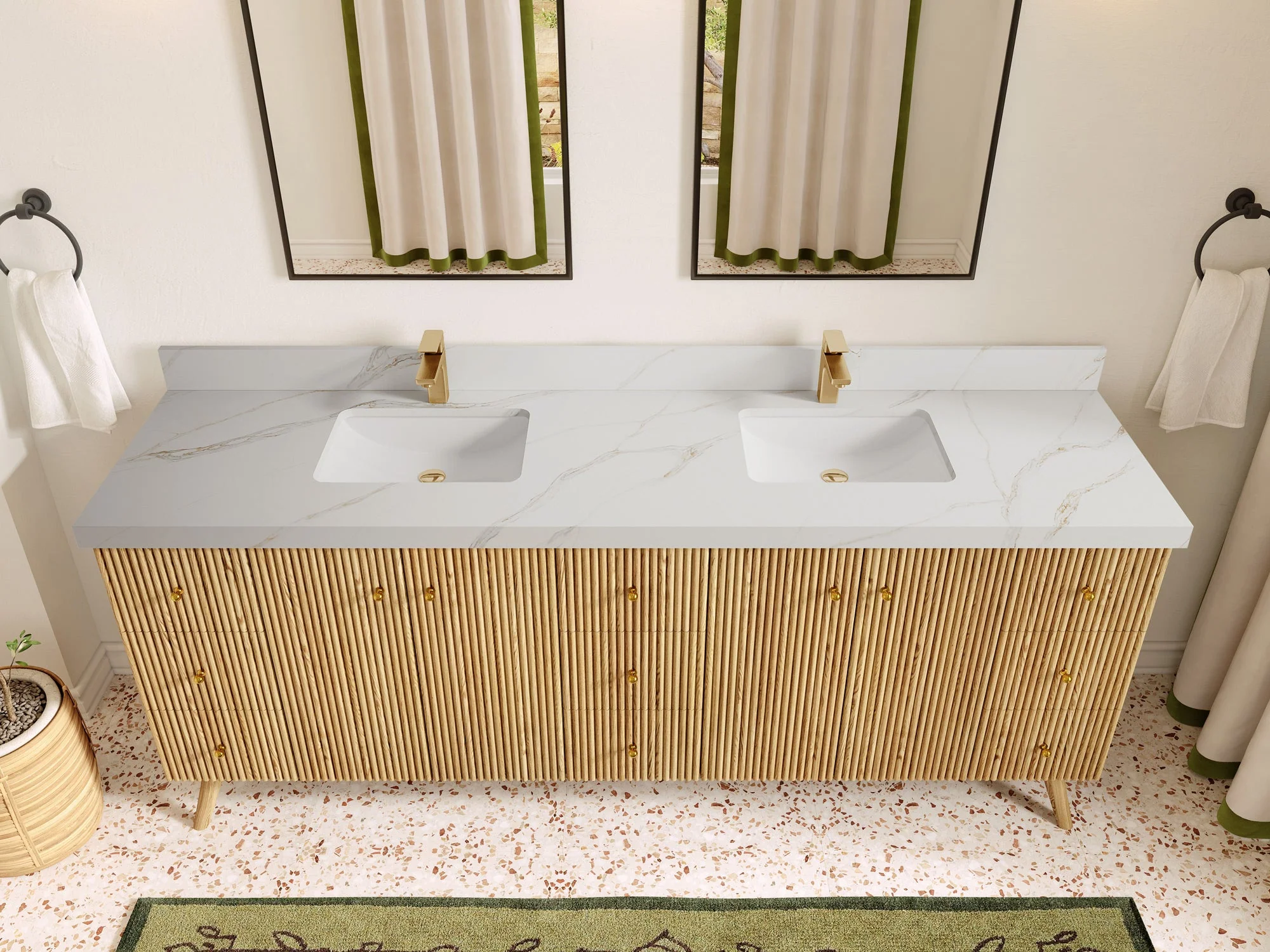 Pasadena White Oak 84 in. W x 22 in. D Double Sink Bathroom Vanity - Image 17