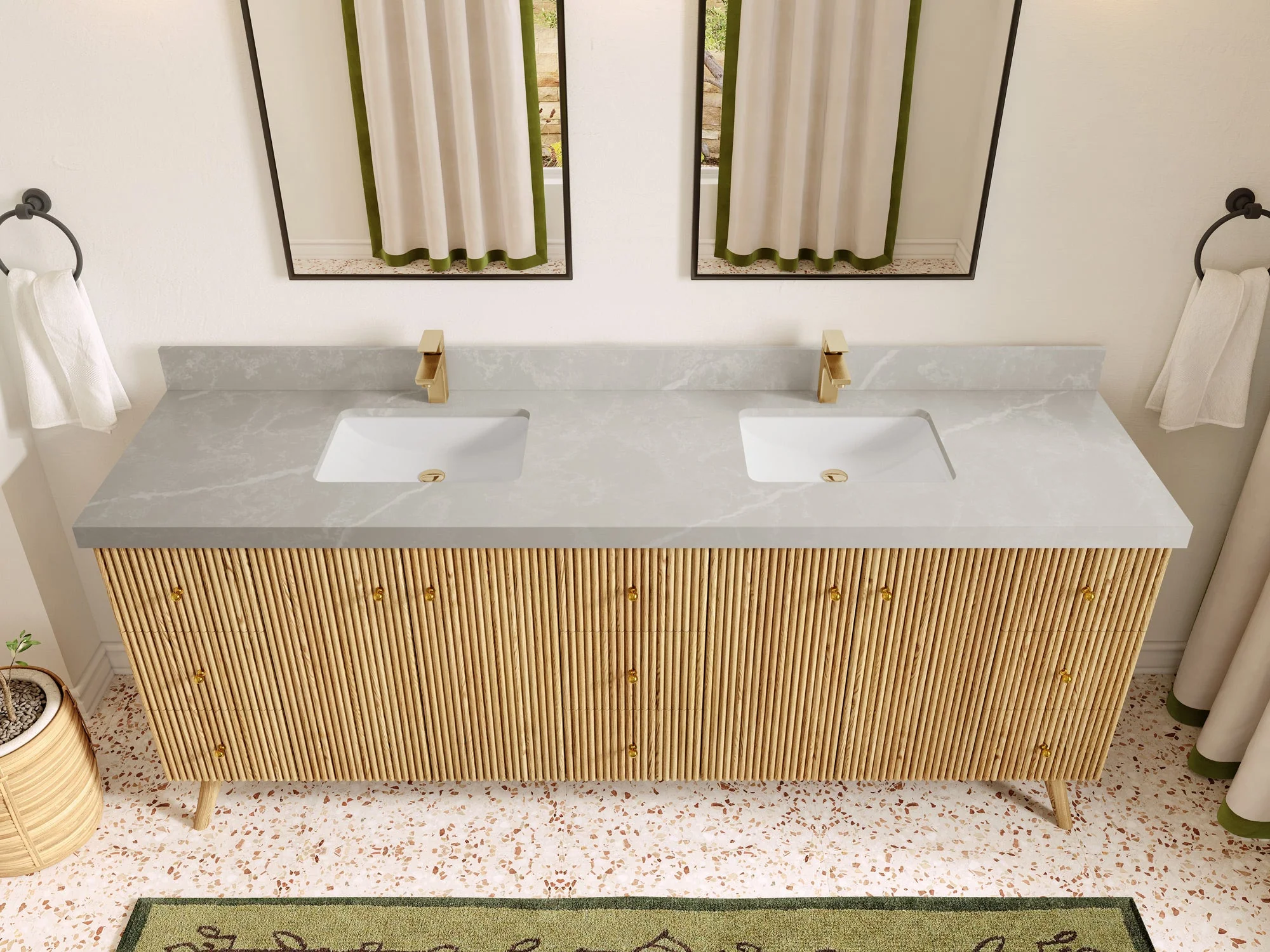 Pasadena White Oak 84 in. W x 22 in. D Double Sink Bathroom Vanity - Image 31