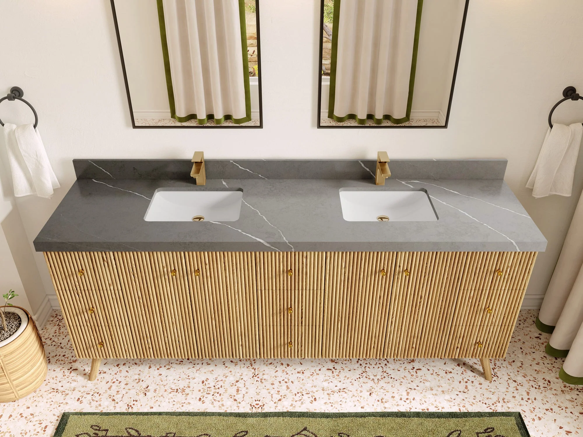 Pasadena White Oak 84 in. W x 22 in. D Double Sink Bathroom Vanity - Image 33