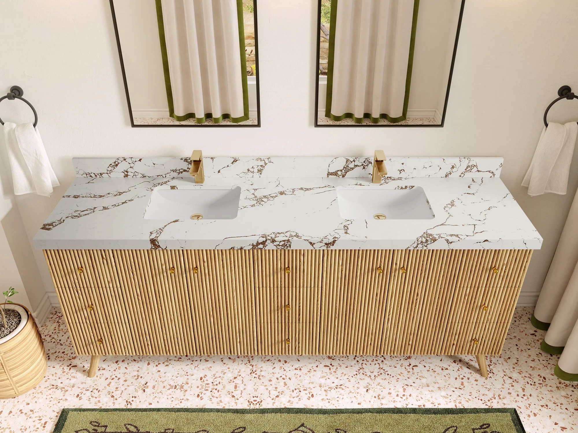 Pasadena White Oak 84 in. W x 22 in. D Double Sink Bathroom Vanity - Image 35