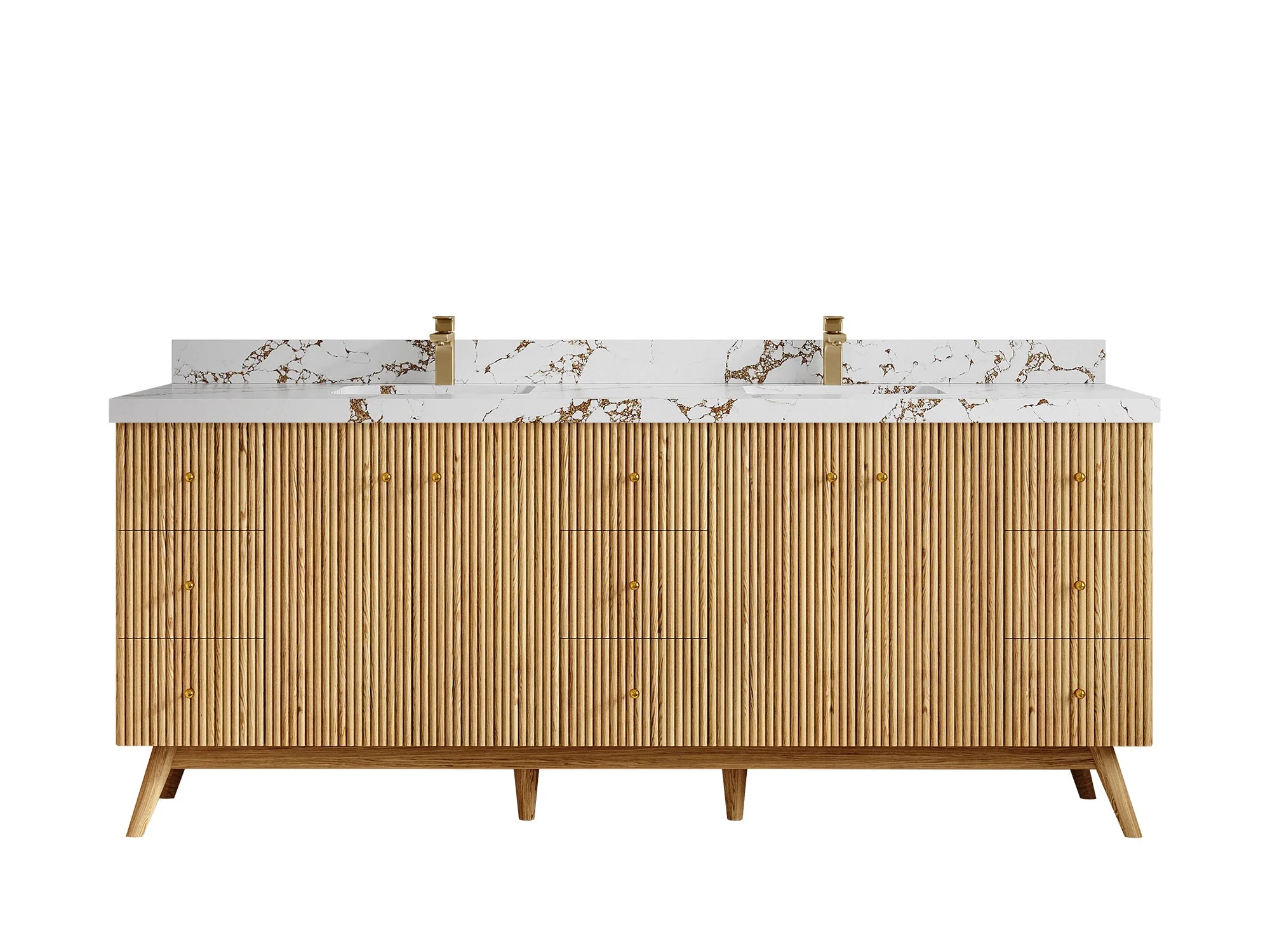 Pasadena White Oak 84 in. W x 22 in. D Double Sink Bathroom Vanity - Image 36