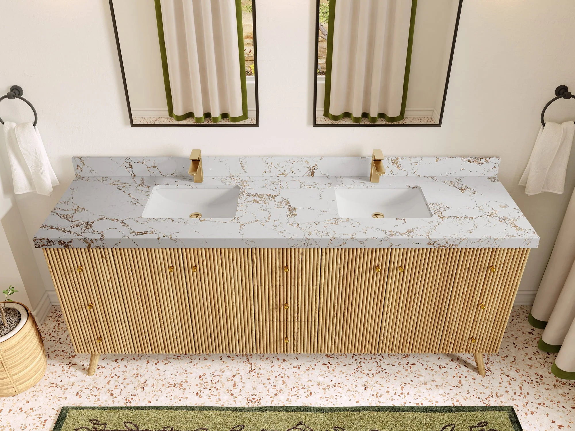 Pasadena White Oak 84 in. W x 22 in. D Double Sink Bathroom Vanity - Image 37