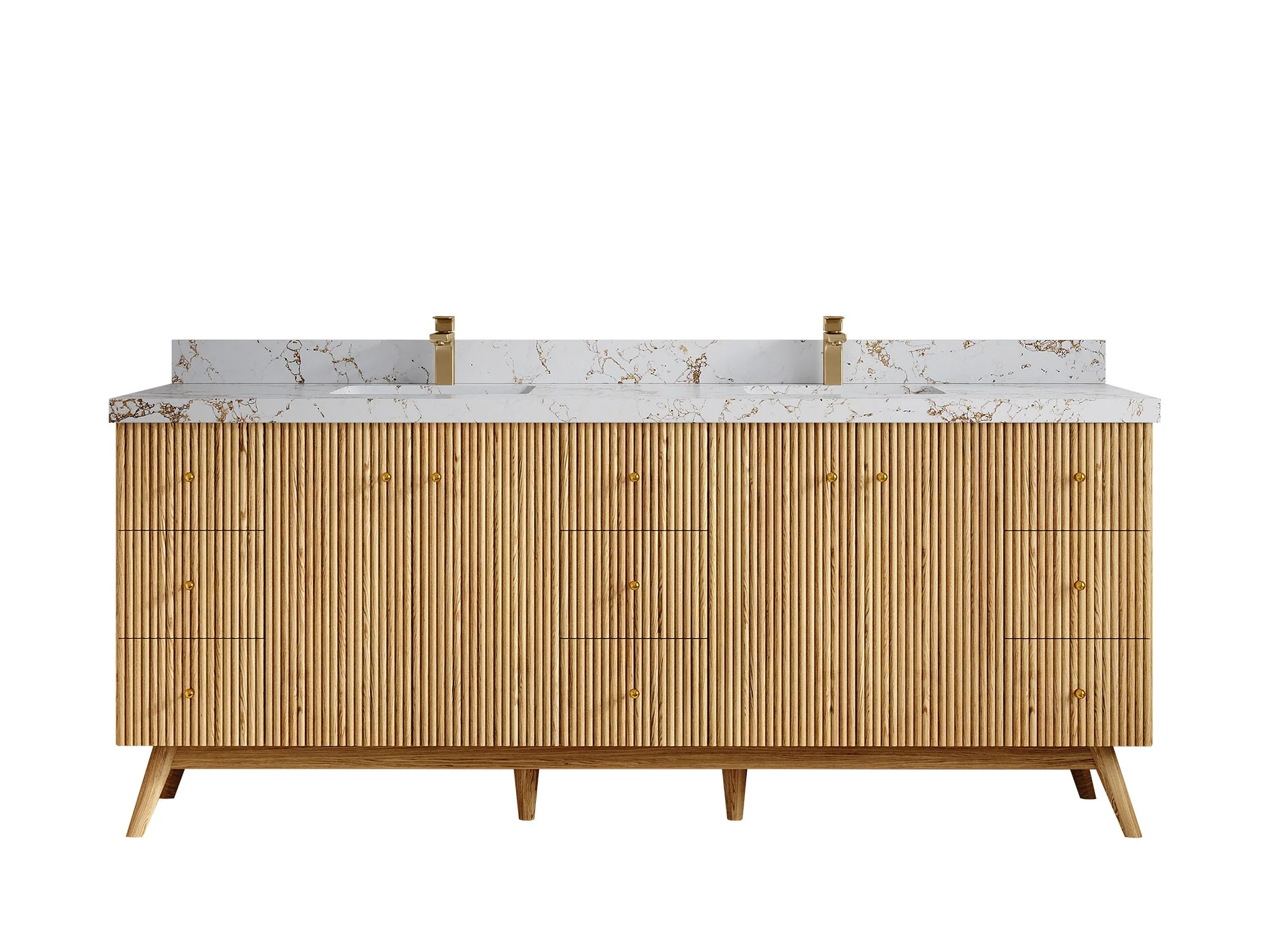Pasadena White Oak 84 in. W x 22 in. D Double Sink Bathroom Vanity - Image 38