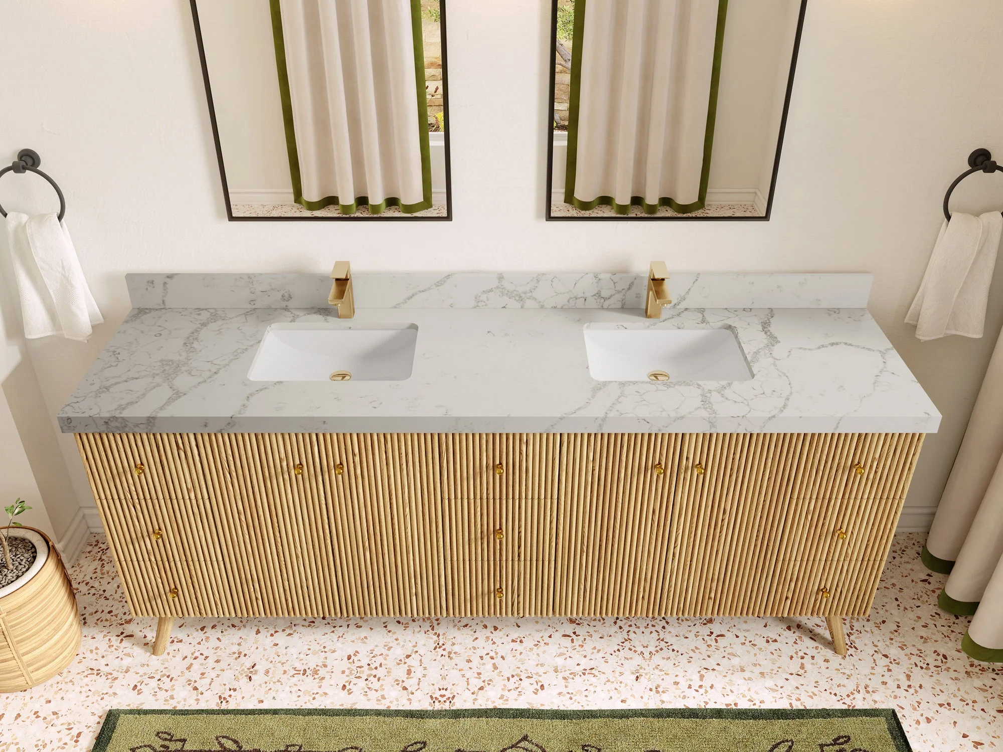 Pasadena White Oak 84 in. W x 22 in. D Double Sink Bathroom Vanity - Image 41