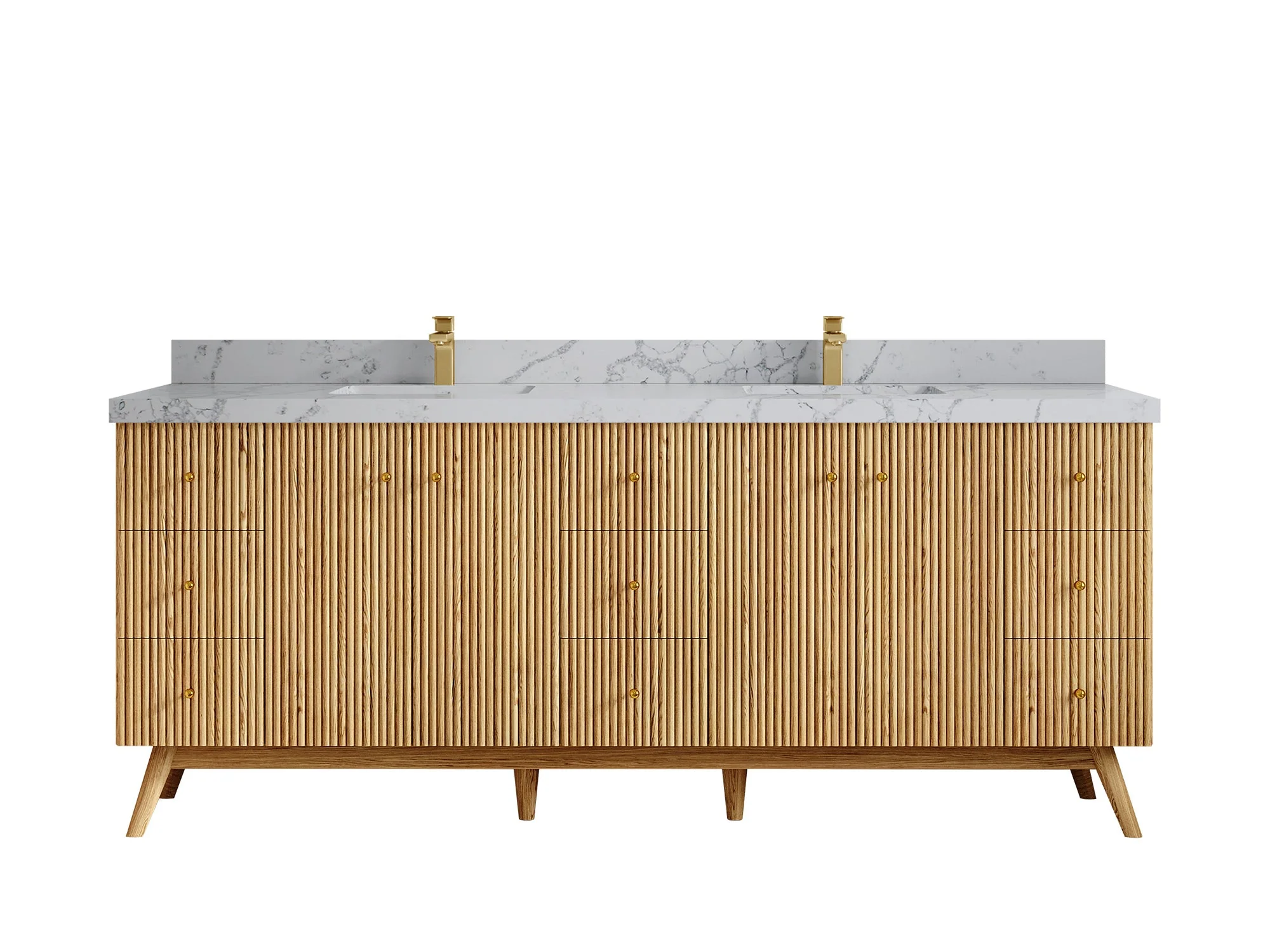 Pasadena White Oak 84 in. W x 22 in. D Double Sink Bathroom Vanity - Image 42