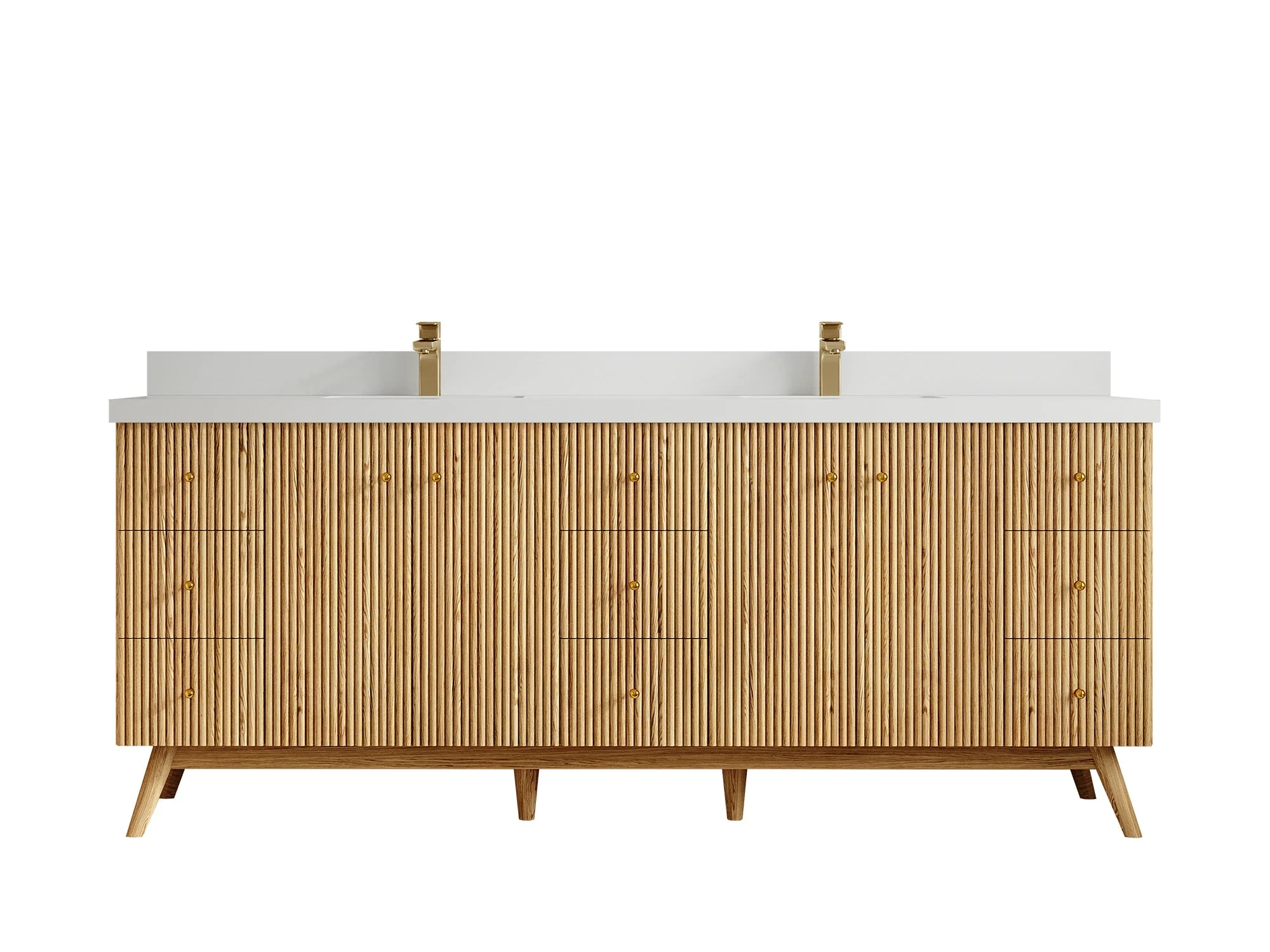 Pasadena White Oak 84 in. W x 22 in. D Double Sink Bathroom Vanity - Image 44