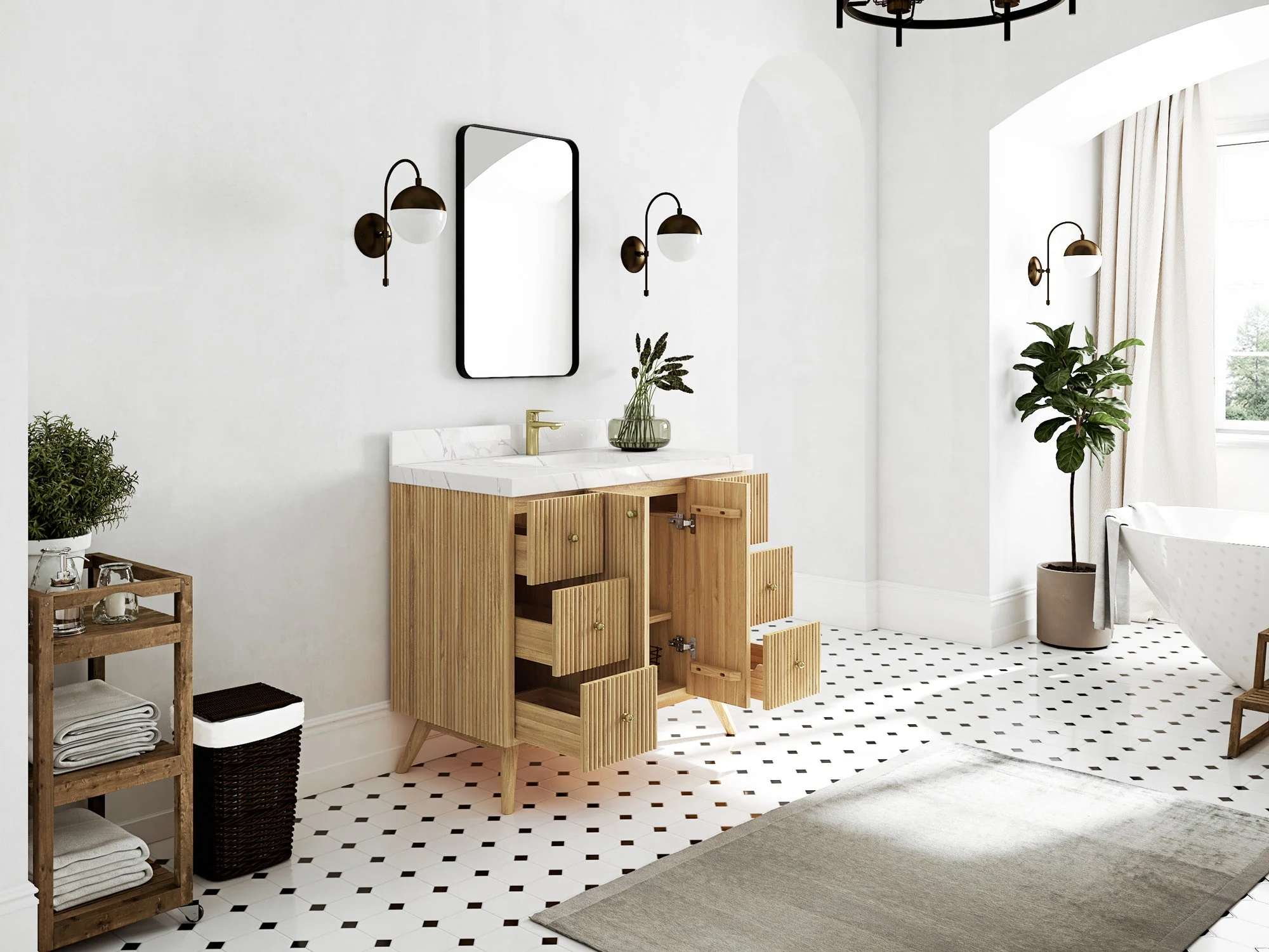 Pasadena Teak Wood 42 in. W x 22 in. D Single Sink Bathroom Vanity - Image 3