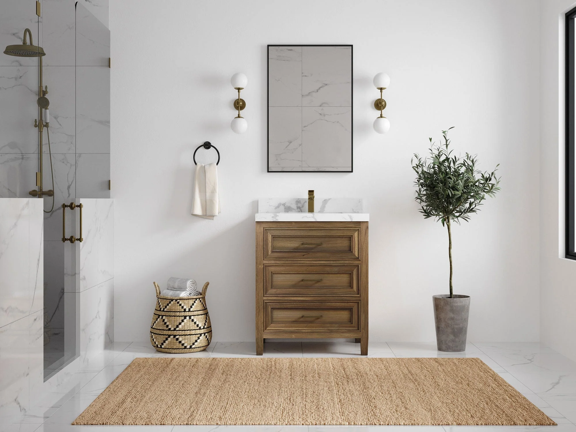 Santa Monica Teak Wood 30 in. W x 22 in. D Single Sink Bathroom Vanity - Image 4