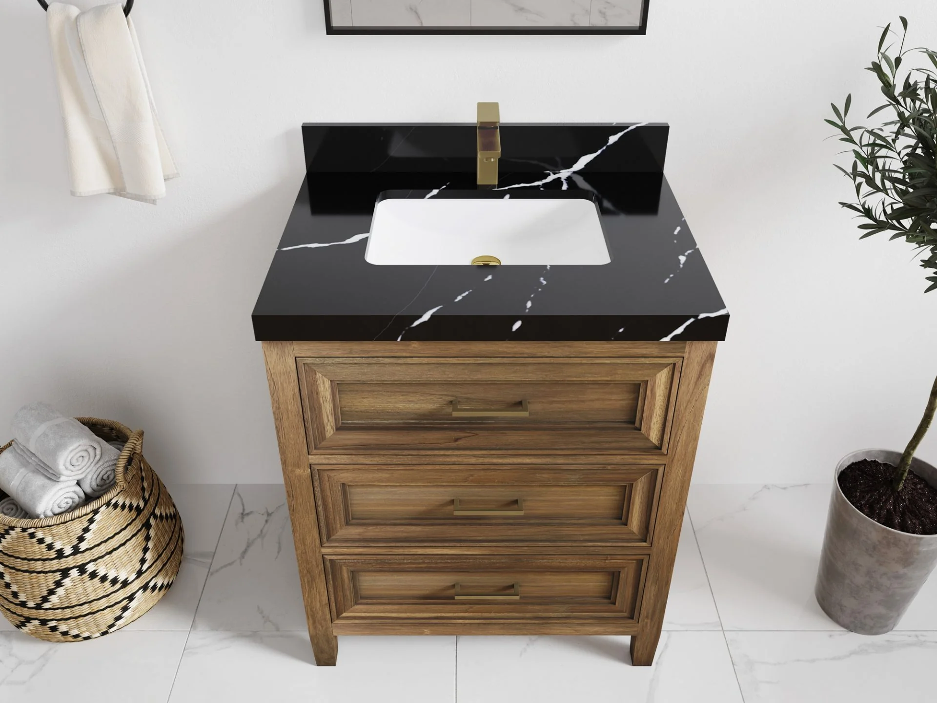 Santa Monica Teak Wood 30 in. W x 22 in. D Single Sink Bathroom Vanity - Image 8
