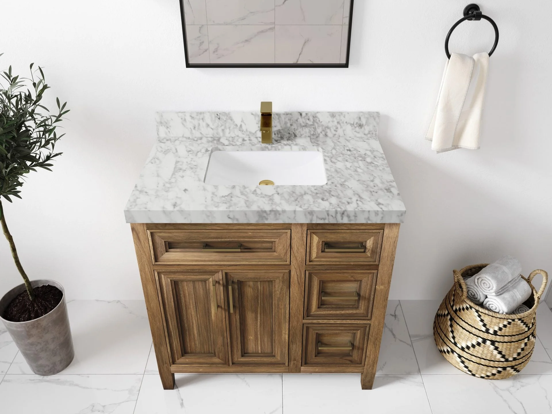 Santa Monica Teak Wood 36 in. W x 22 in. D Single Sink Bathroom Vanity - Image 22