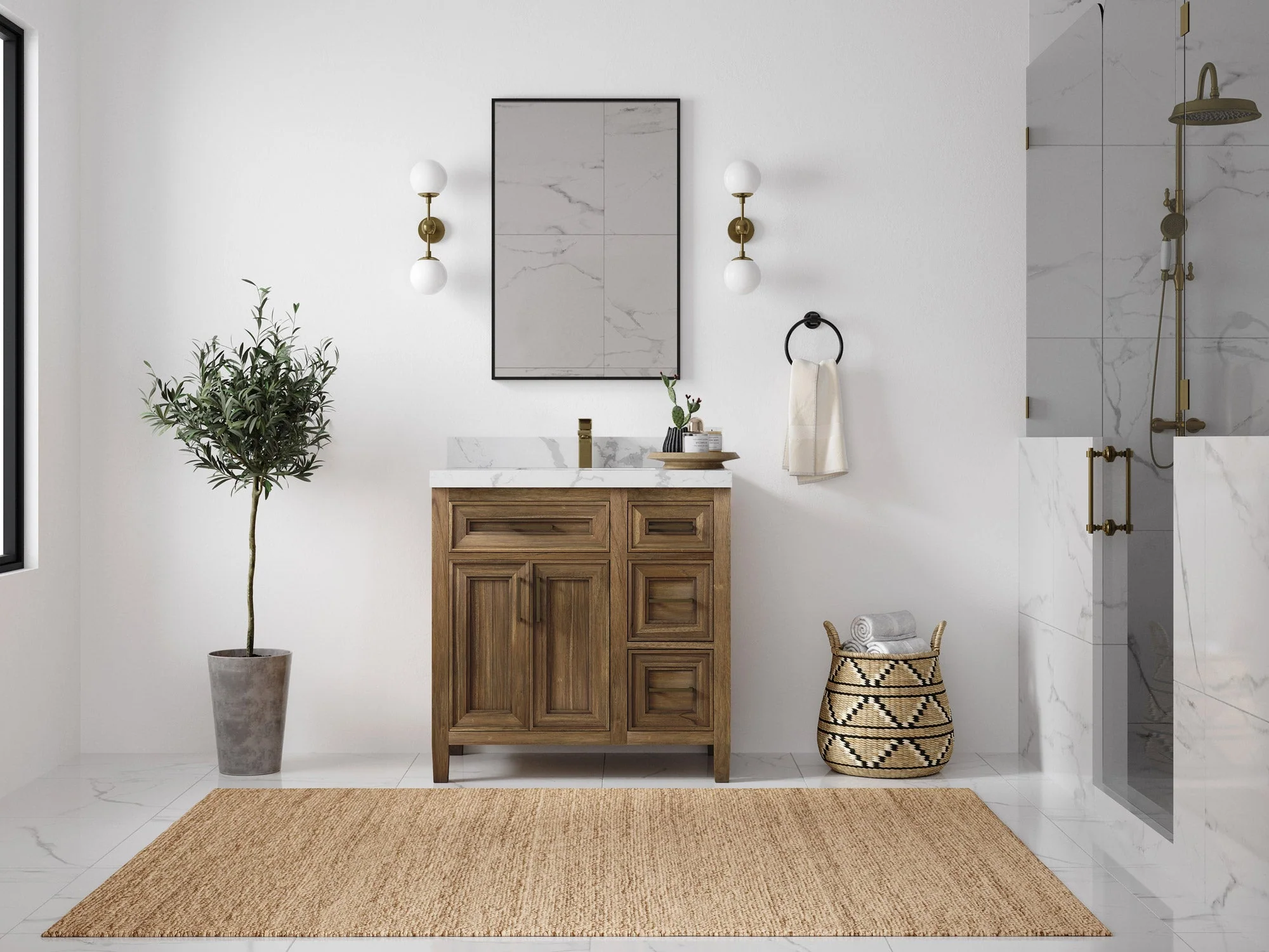 Santa Monica Teak Wood 36 in. W x 22 in. D Single Sink Bathroom Vanity - Image 4