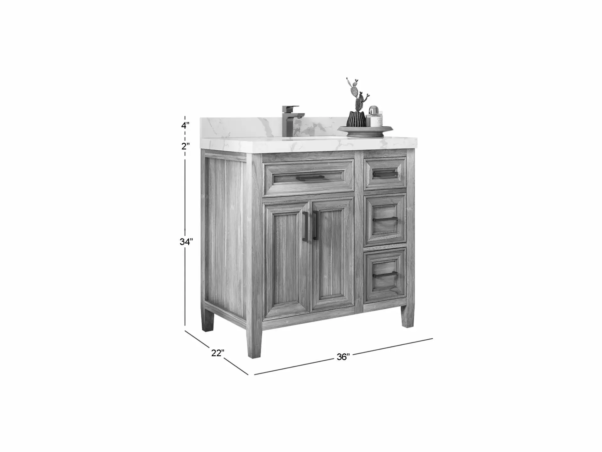 Santa Monica Teak Wood 36 in. W x 22 in. D Single Sink Bathroom Vanity - Image 5