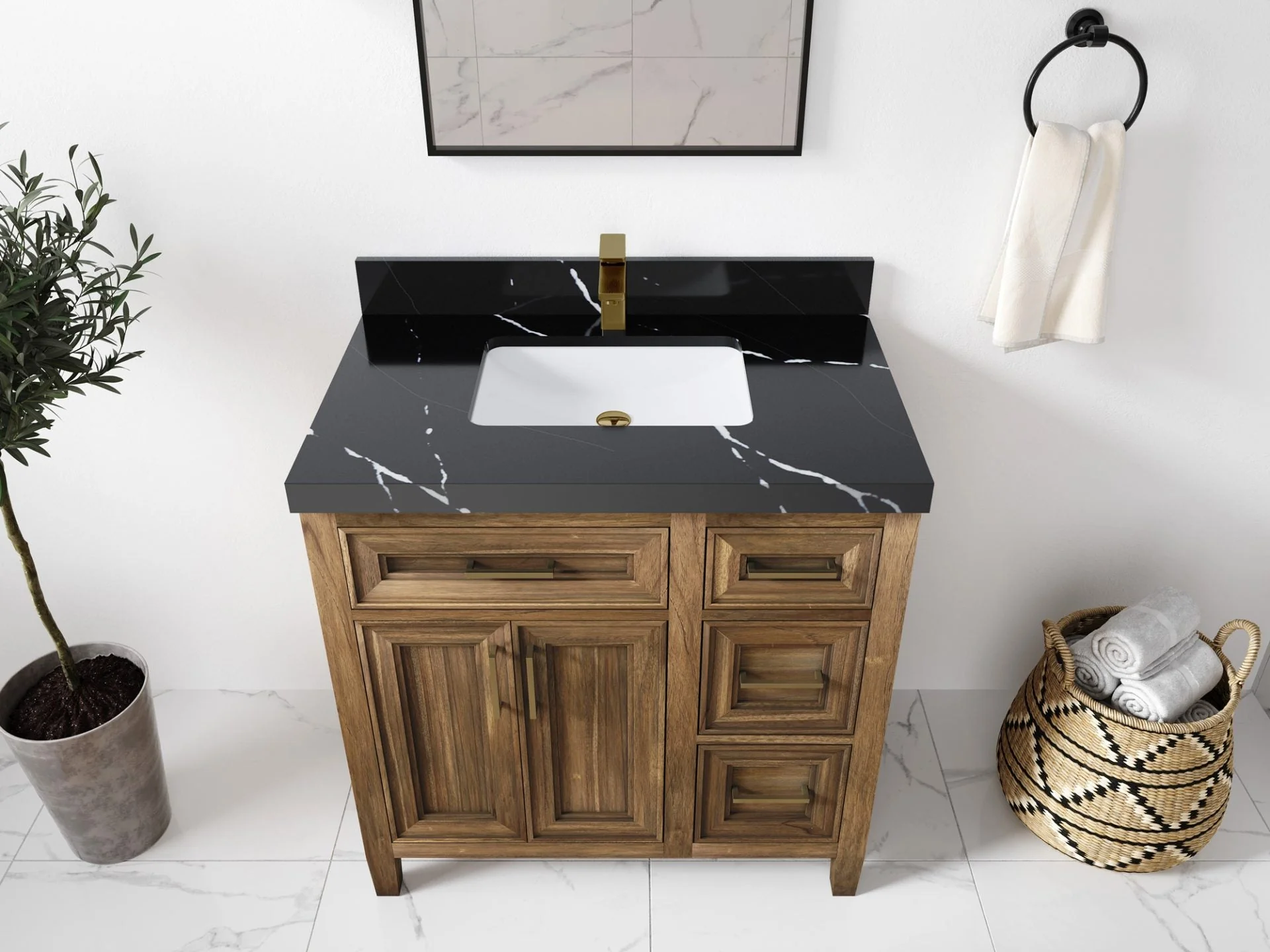 Santa Monica Teak Wood 36 in. W x 22 in. D Single Sink Bathroom Vanity - Image 8