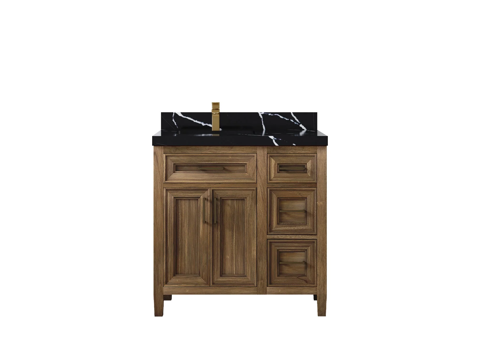 Santa Monica Teak Wood 36 in. W x 22 in. D Left Offset Sink Bathroom Vanity - Image 10