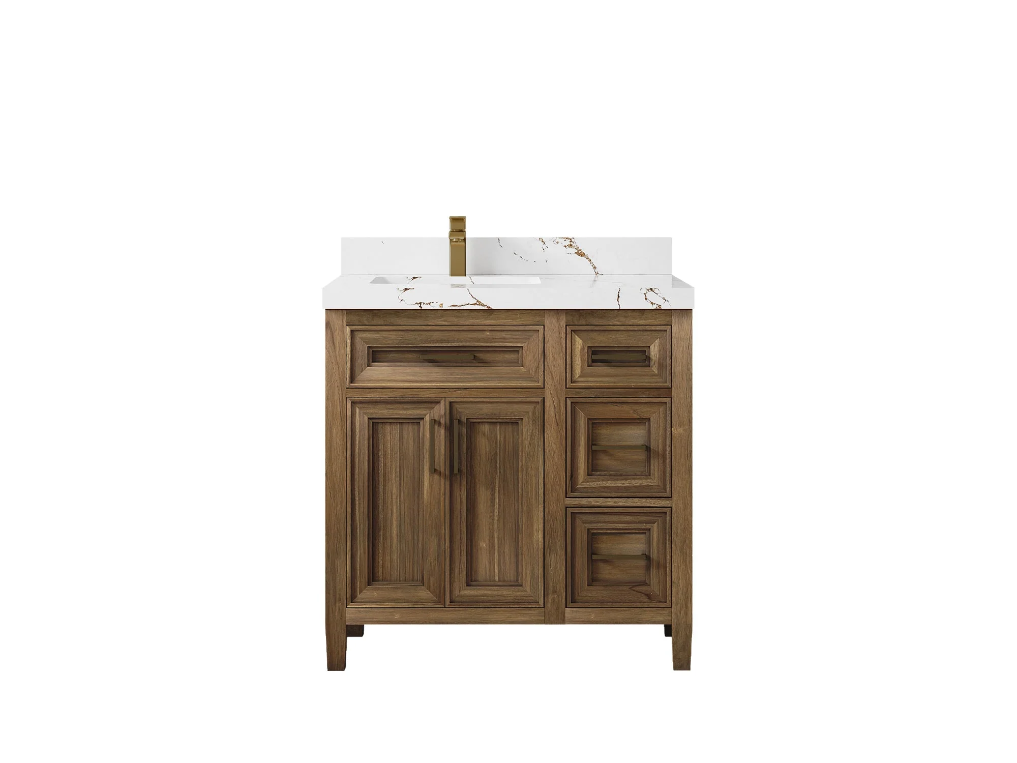 Santa Monica Teak Wood 36 in. W x 22 in. D Left Offset Sink Bathroom Vanity - Image 14