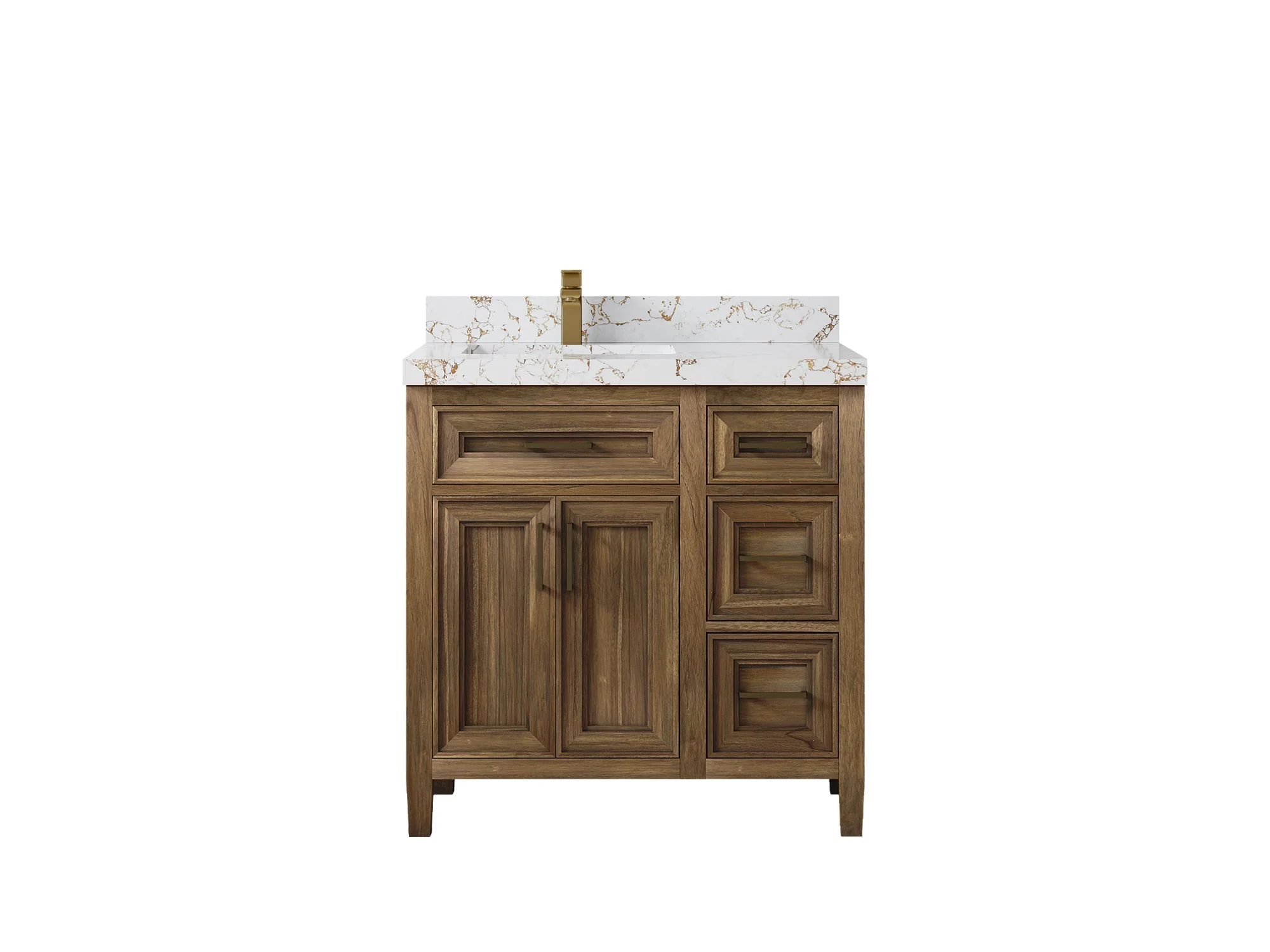 Santa Monica Teak Wood 36 in. W x 22 in. D Left Offset Sink Bathroom Vanity - Image 16