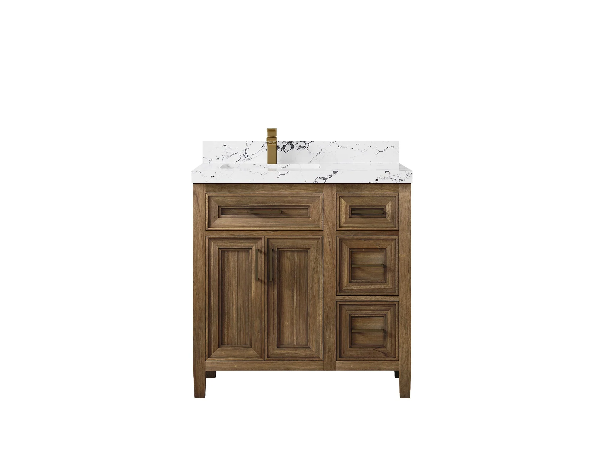Santa Monica Teak Wood 36 in. W x 22 in. D Left Offset Sink Bathroom Vanity - Image 18