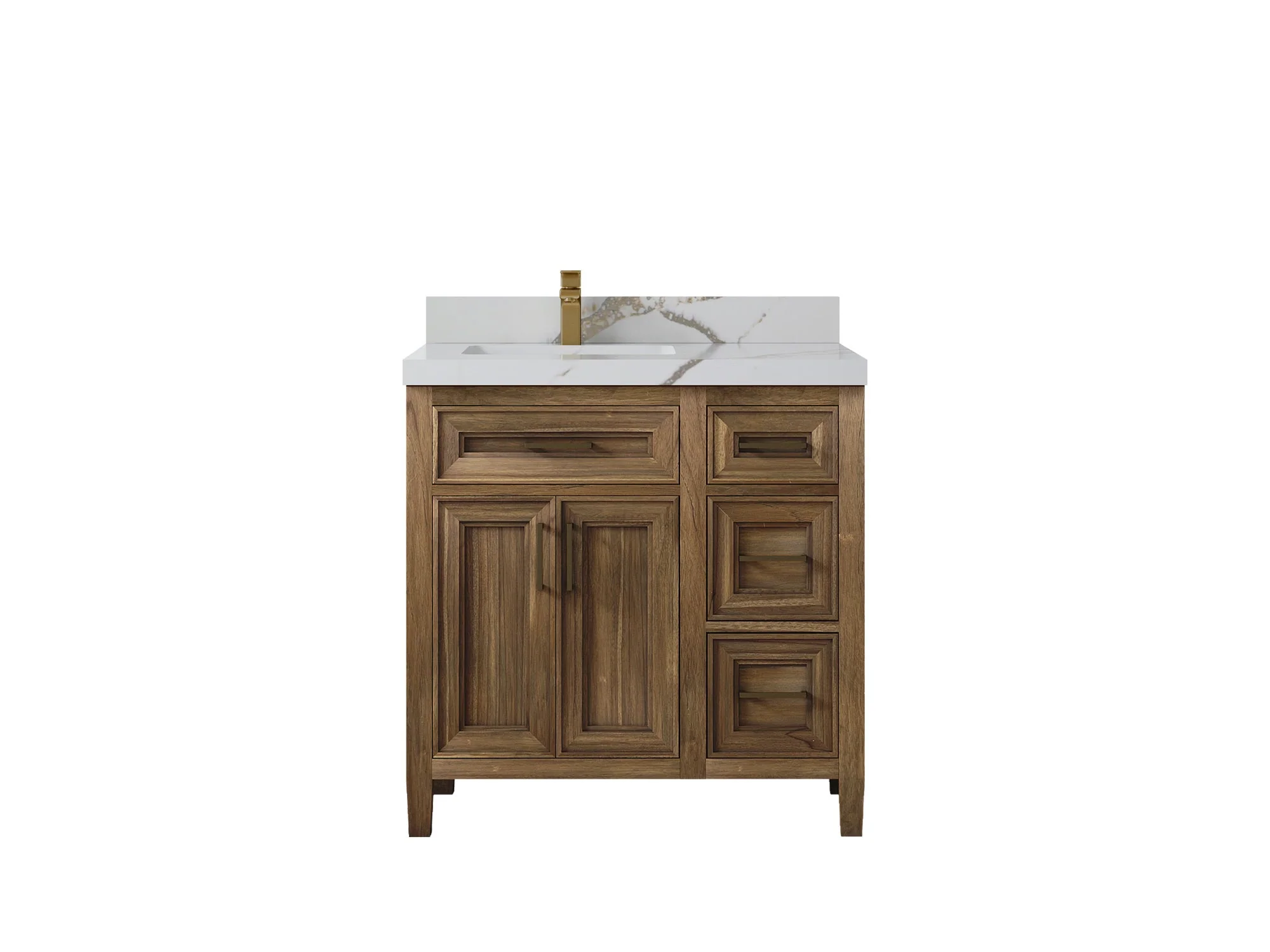 Santa Monica Teak Wood 36 in. W x 22 in. D Left Offset Sink Bathroom Vanity - Image 22