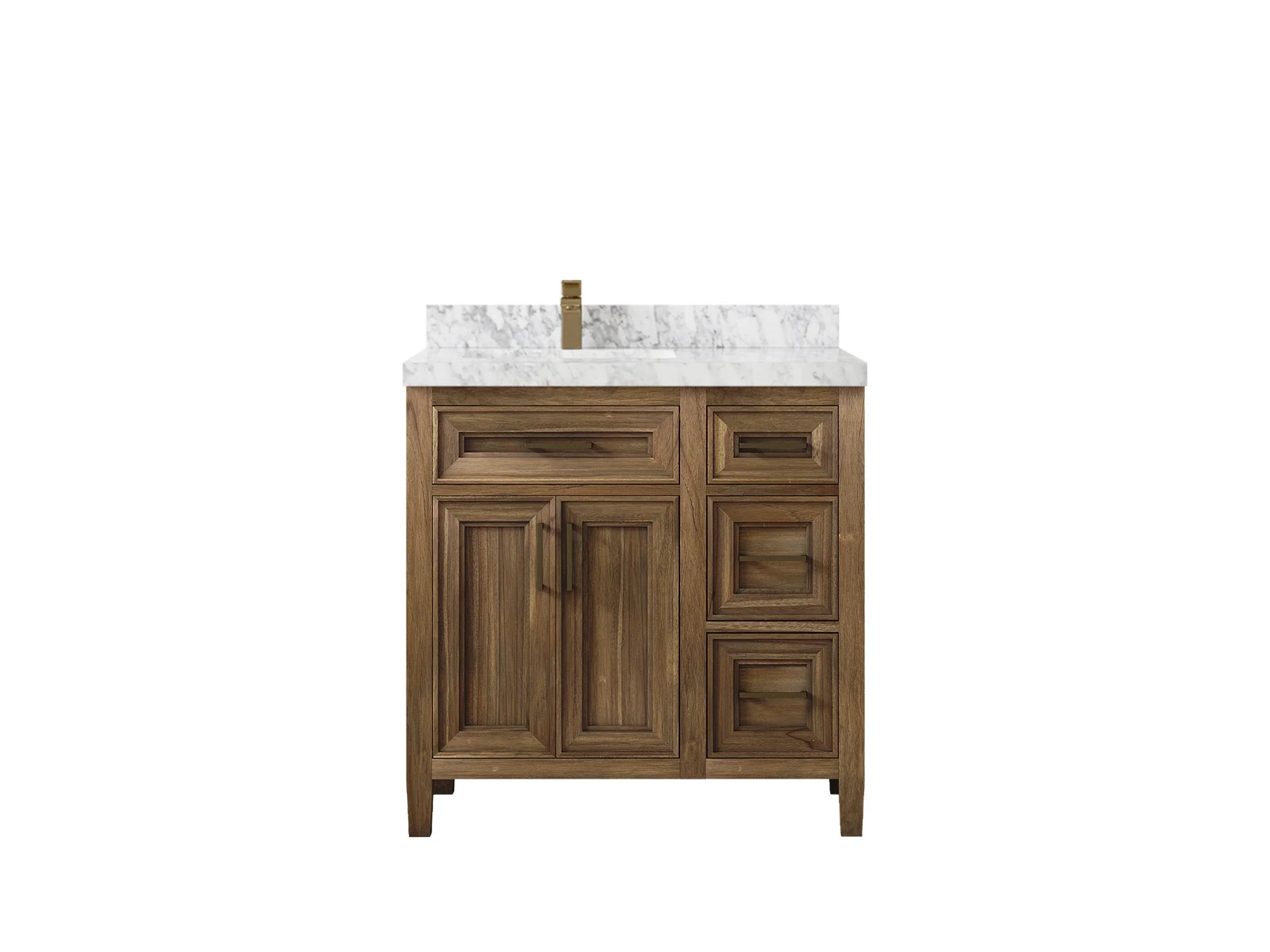 Santa Monica Teak Wood 36 in. W x 22 in. D Left Offset Sink Bathroom Vanity - Image 24
