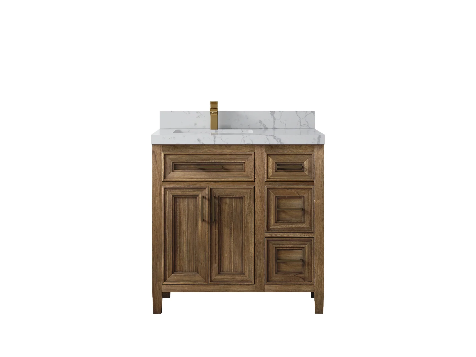 Santa Monica Teak Wood 36 in. W x 22 in. D Left Offset Sink Bathroom Vanity - Image 26