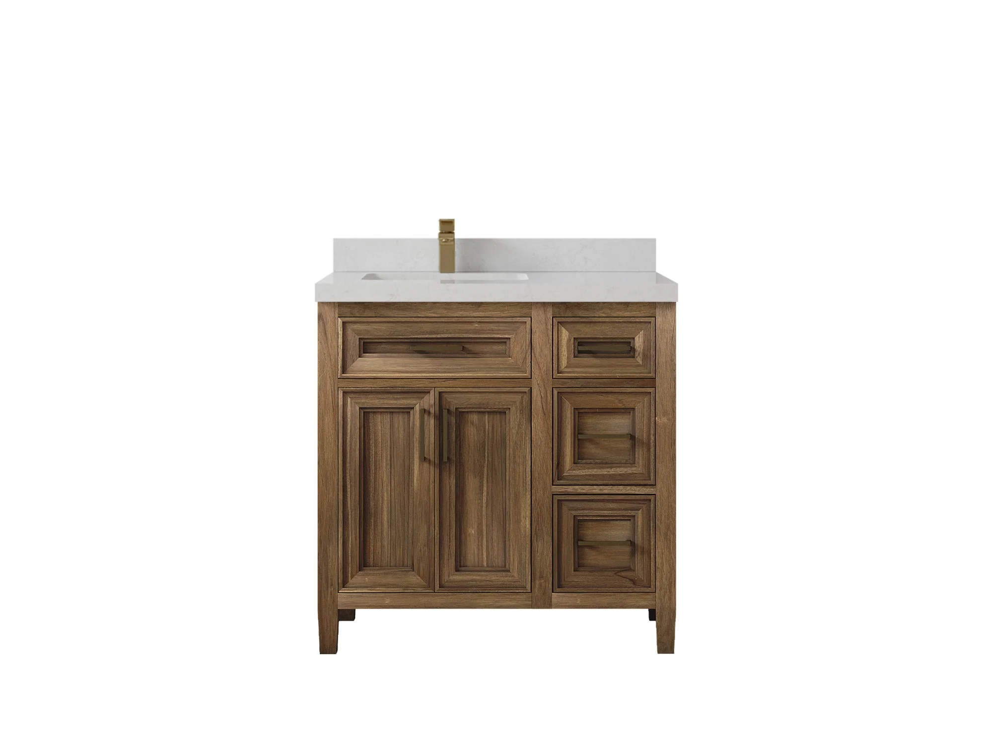Santa Monica Teak Wood 36 in. W x 22 in. D Left Offset Sink Bathroom Vanity - Image 28