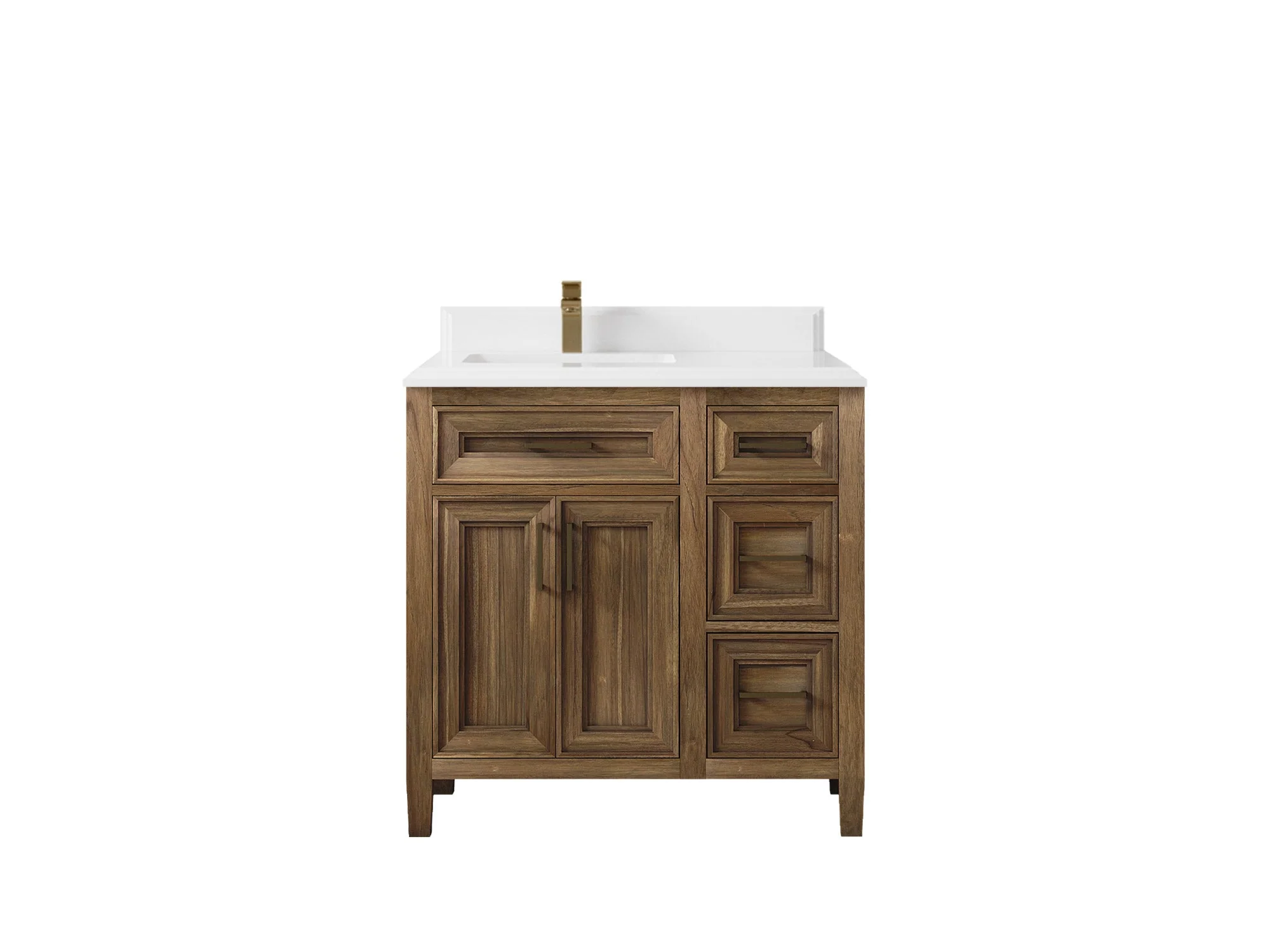 Santa Monica Teak Wood 36 in. W x 22 in. D Left Offset Sink Bathroom Vanity - Image 34