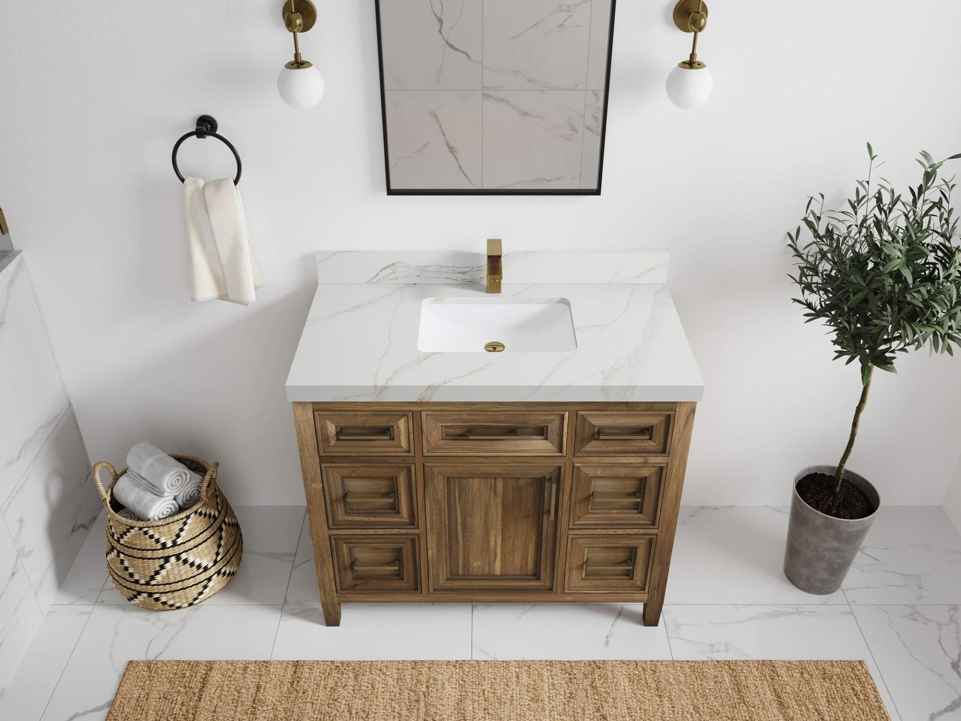 Santa Monica Teak Wood 42 in. W x 22 in. D Single Sink Bathroom Vanity - Image 11