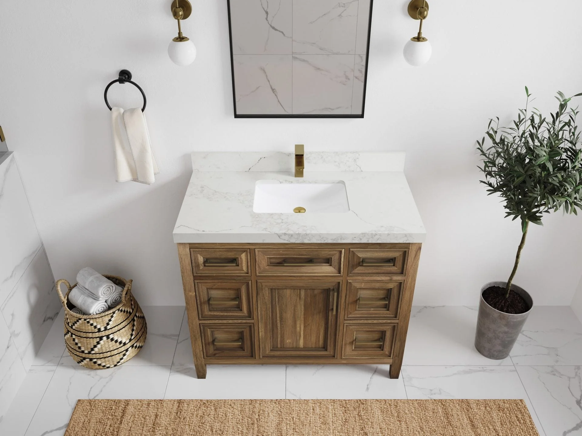 Santa Monica Teak Wood 42 in. W x 22 in. D Single Sink Bathroom Vanity - Image 19