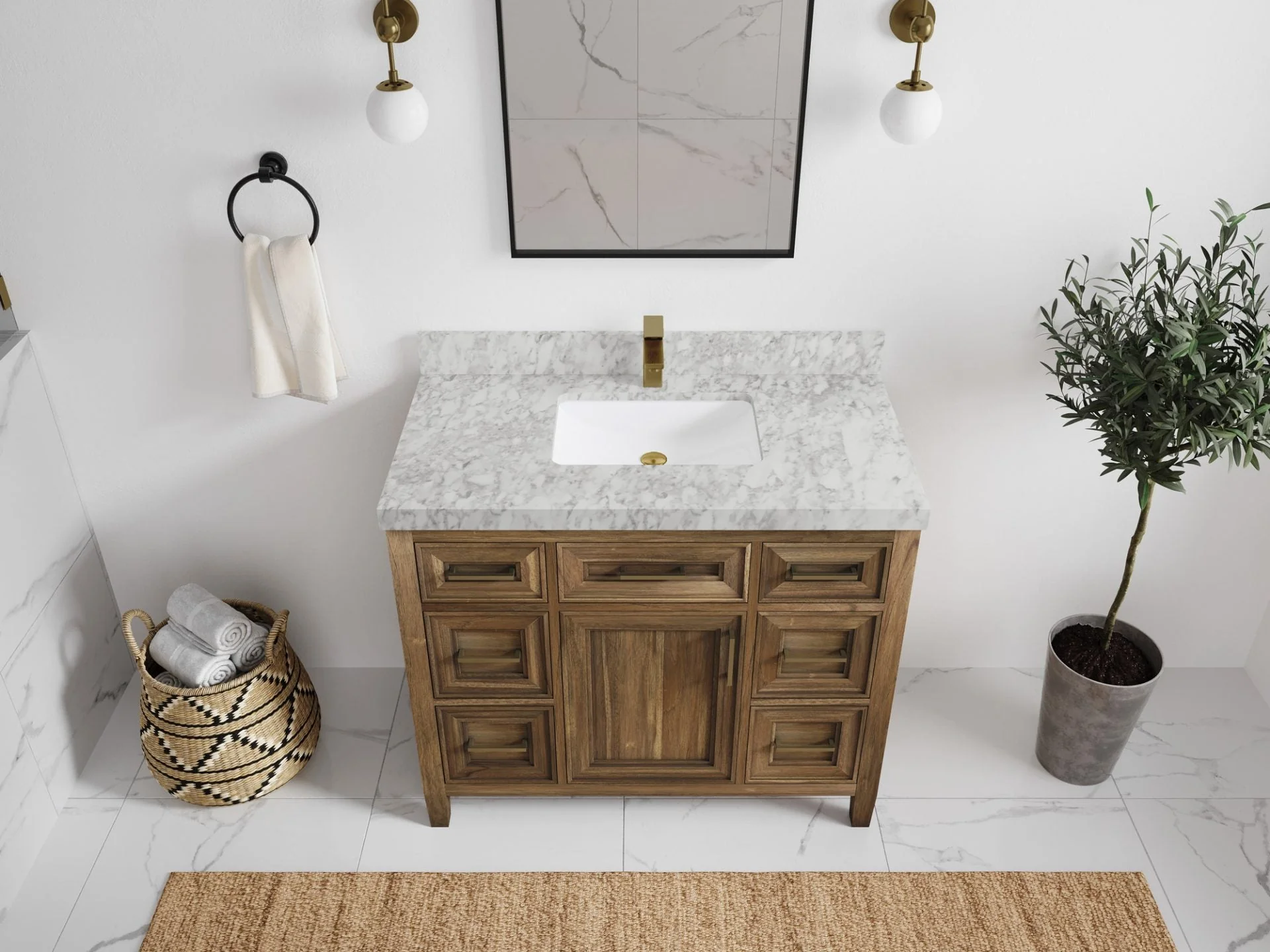 Santa Monica Teak Wood 42 in. W x 22 in. D Single Sink Bathroom Vanity - Image 23