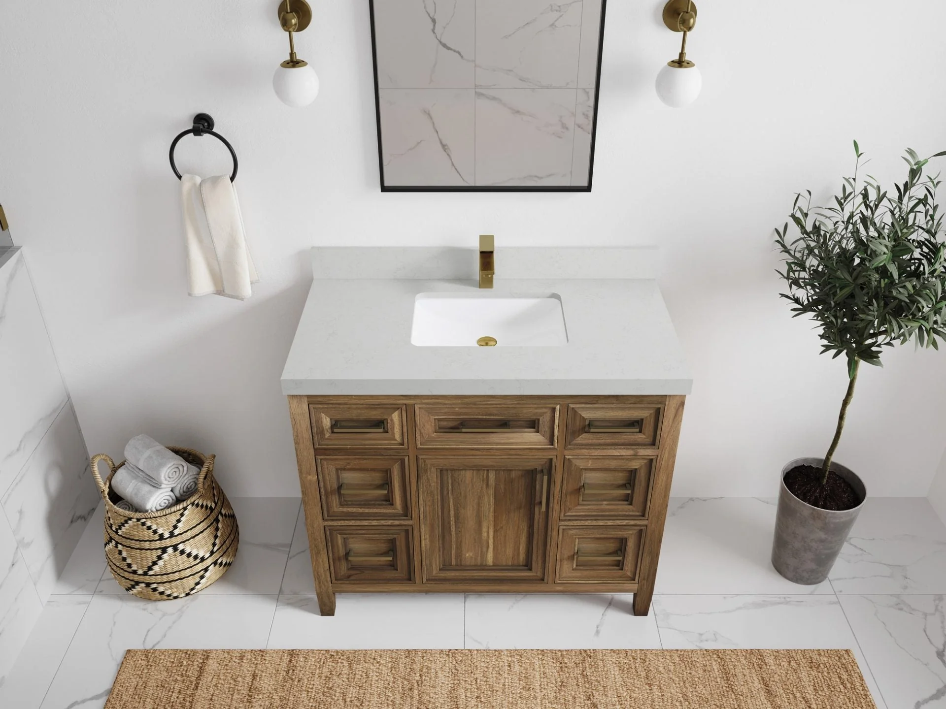 Santa Monica Teak Wood 42 in. W x 22 in. D Single Sink Bathroom Vanity - Image 27