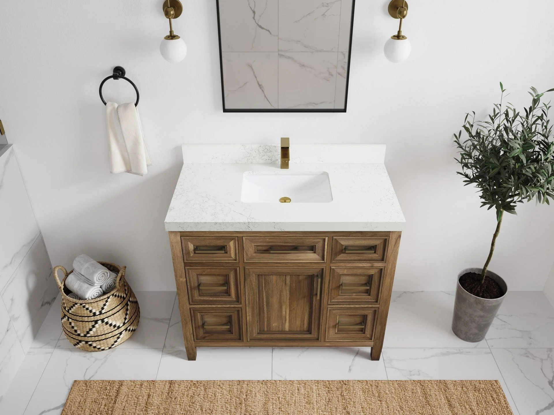 Santa Monica Teak Wood 42 in. W x 22 in. D Single Sink Bathroom Vanity - Image 33