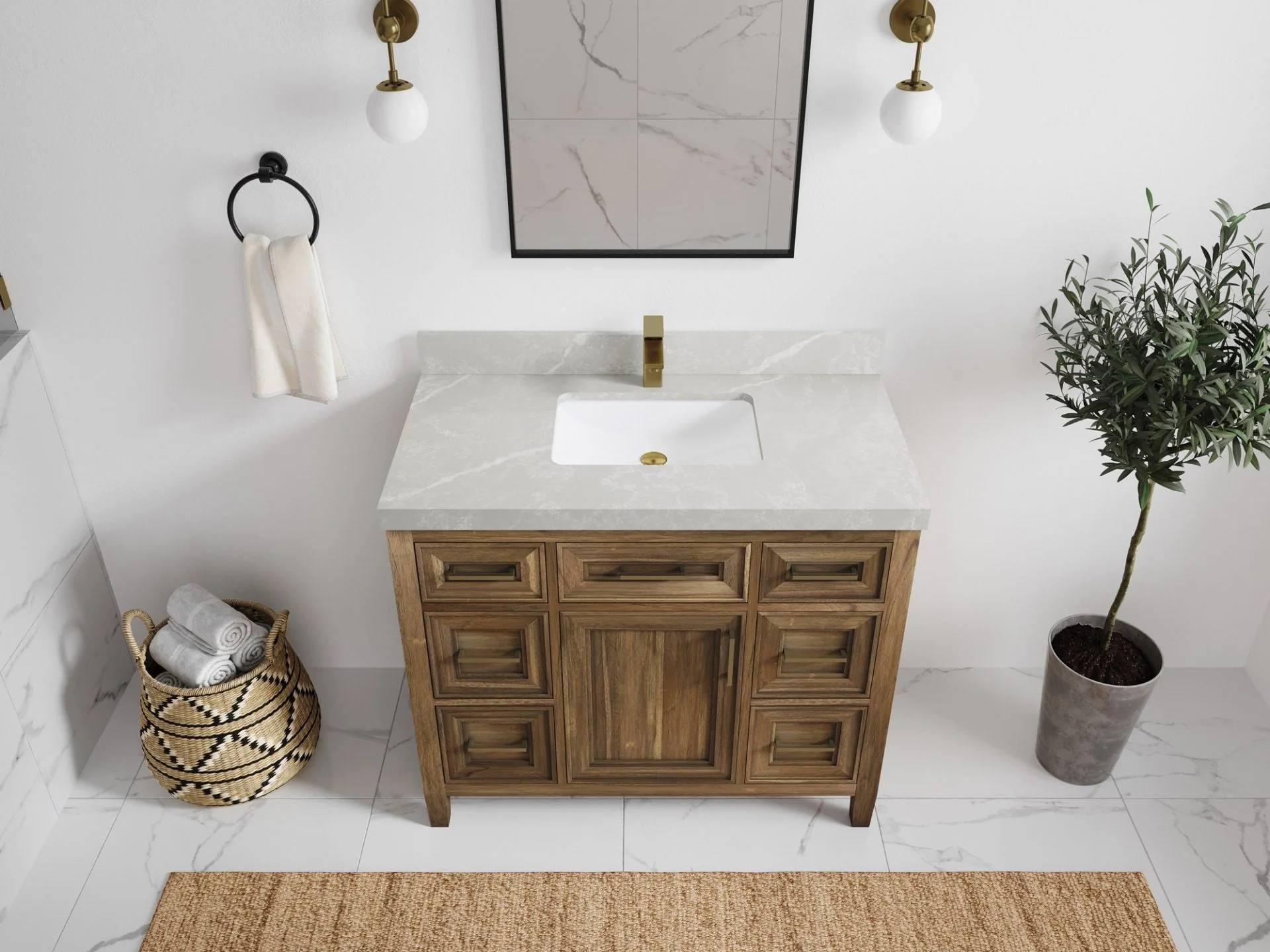 Santa Monica Teak Wood 42 in. W x 22 in. D Single Sink Bathroom Vanity - Image 35
