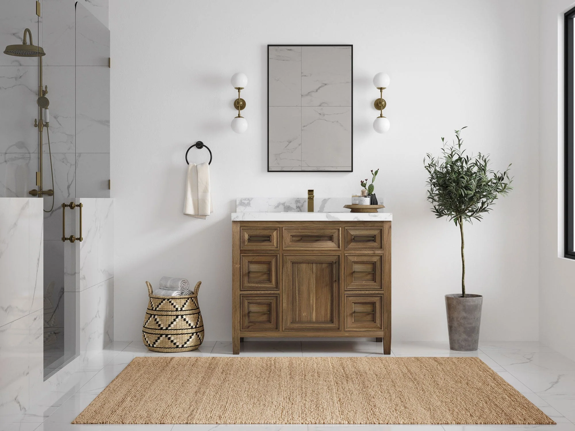 Santa Monica Teak Wood 42 in. W x 22 in. D Single Sink Bathroom Vanity - Image 4