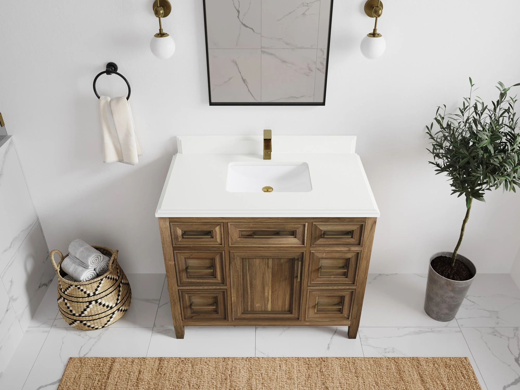 Santa Monica Teak Wood 42 in. W x 22 in. D Single Sink Bathroom Vanity - Image 48
