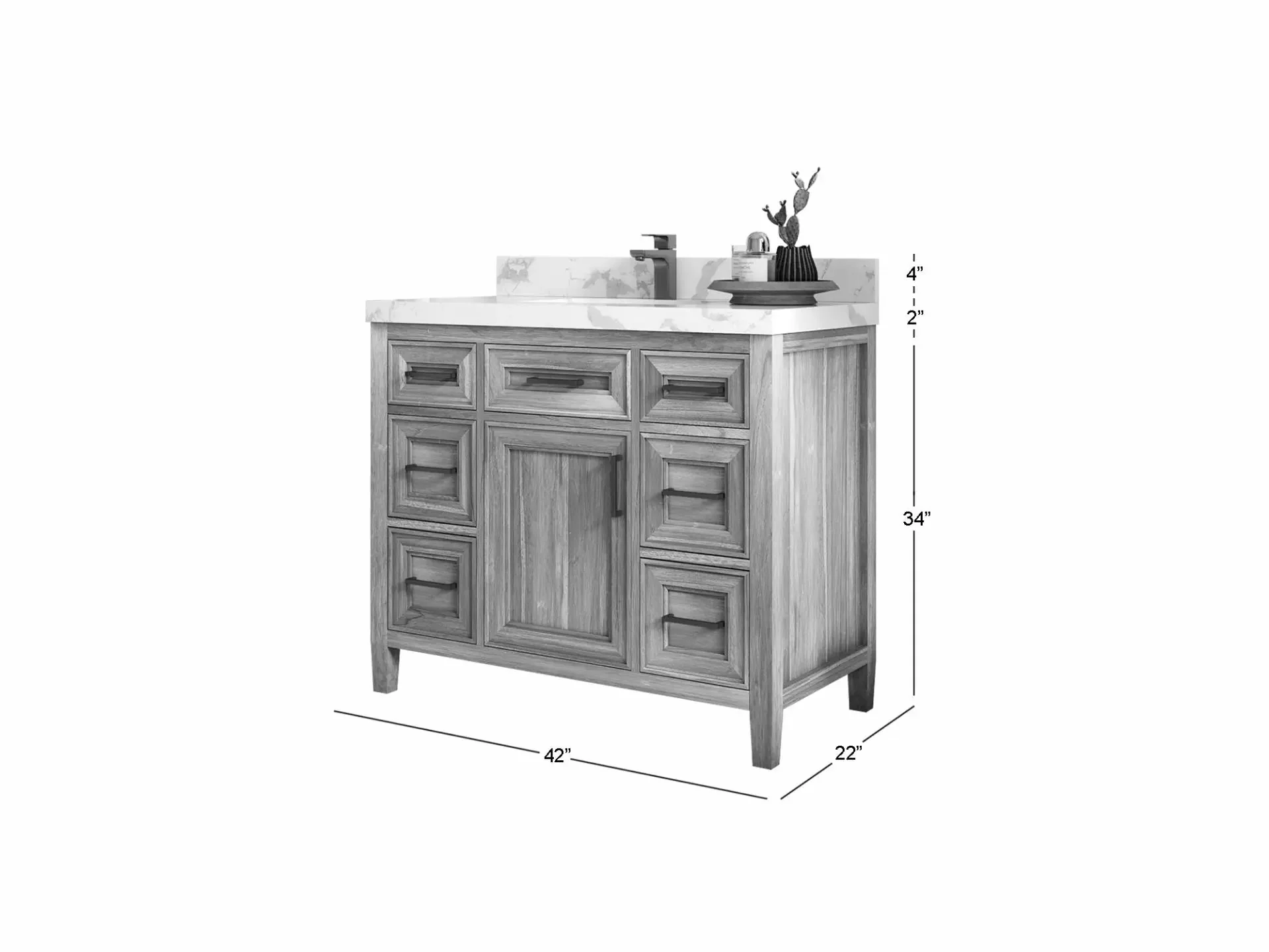 Santa Monica Teak Wood 42 in. W x 22 in. D Single Sink Bathroom Vanity - Image 5