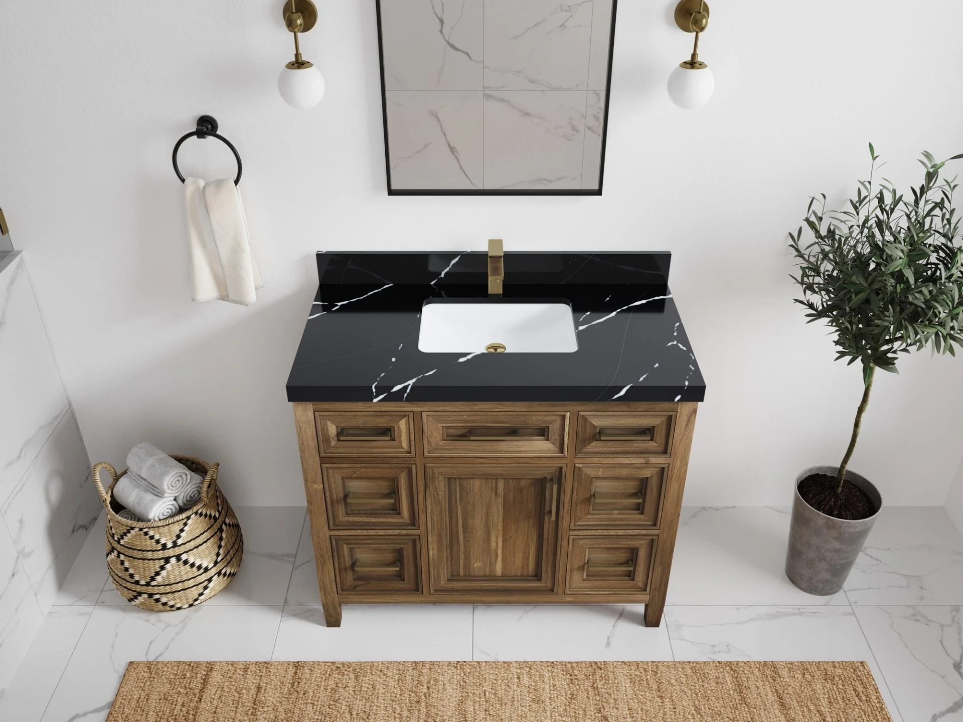 Santa Monica Teak Wood 42 in. W x 22 in. D Single Sink Bathroom Vanity - Image 9