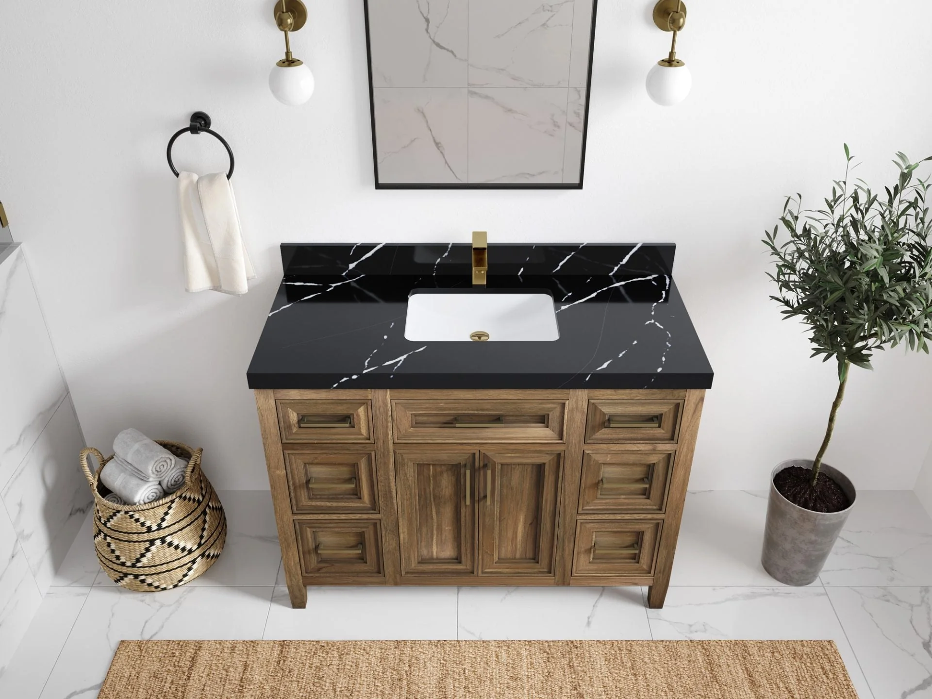 Santa Monica Teak Wood 48 in. W x 22 in. D Single Sink Bathroom Vanity - Image 11