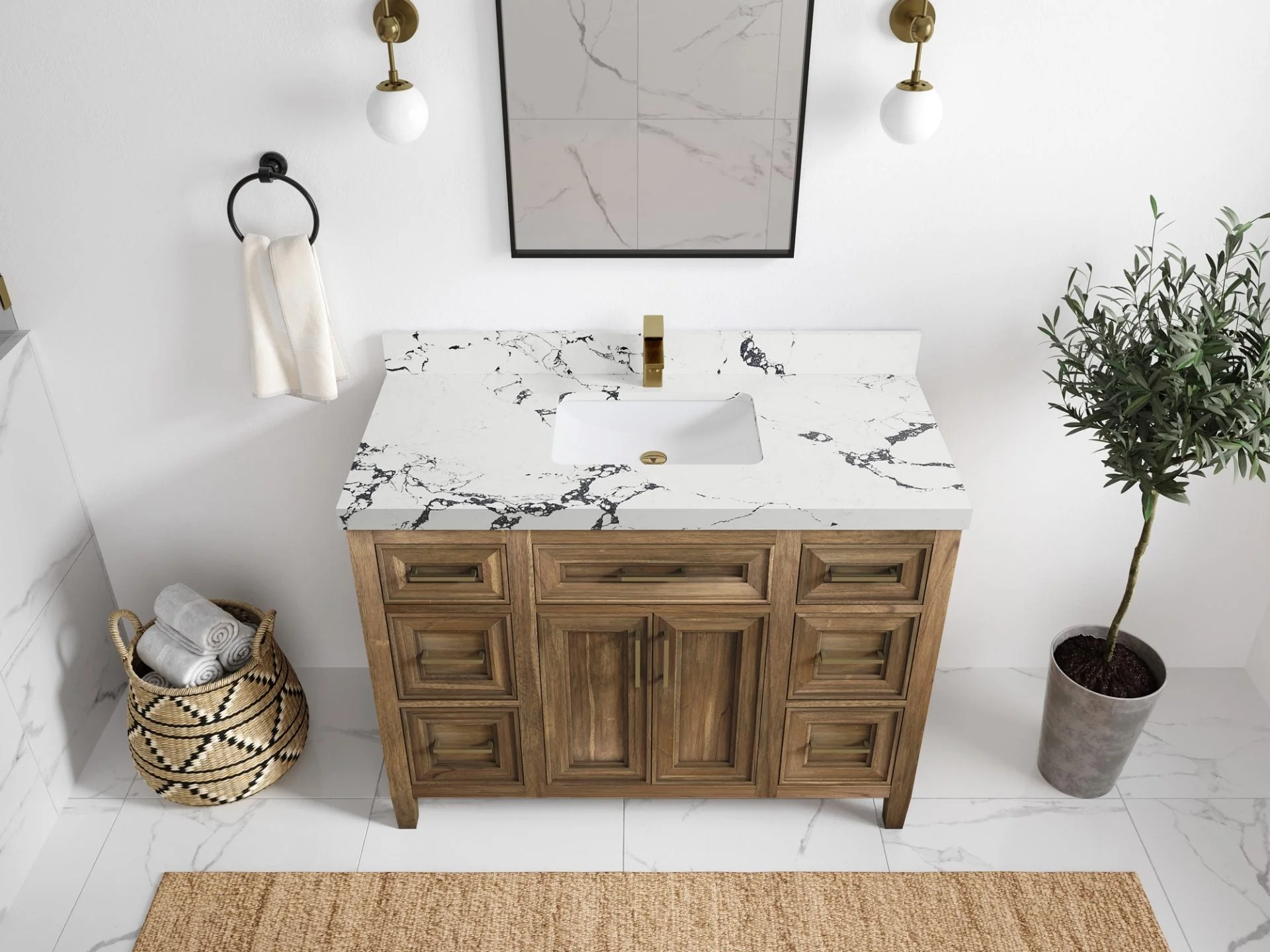 Santa Monica Teak Wood 48 in. W x 22 in. D Single Sink Bathroom Vanity - Image 19