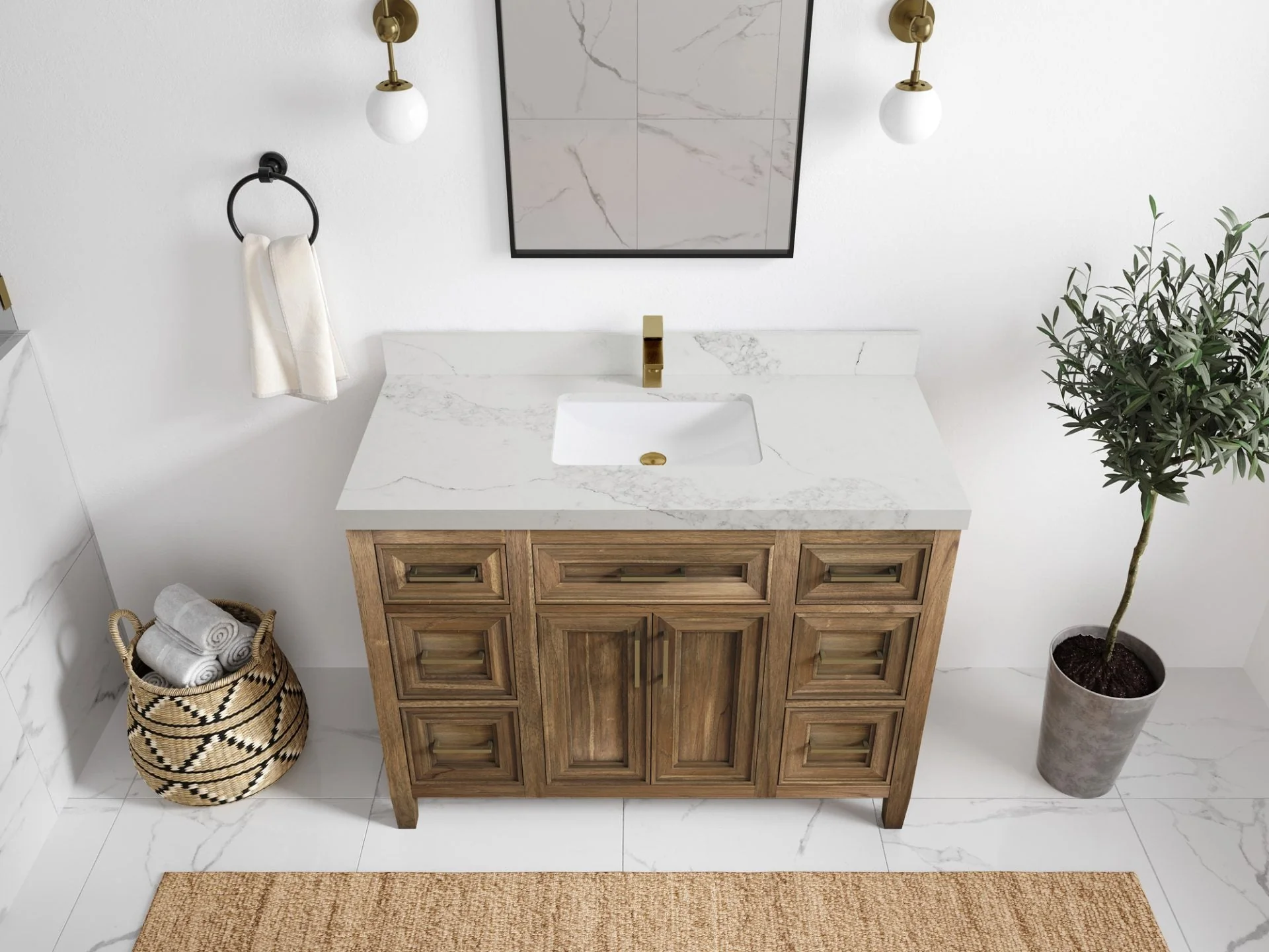 Santa Monica Teak Wood 48 in. W x 22 in. D Single Sink Bathroom Vanity - Image 21