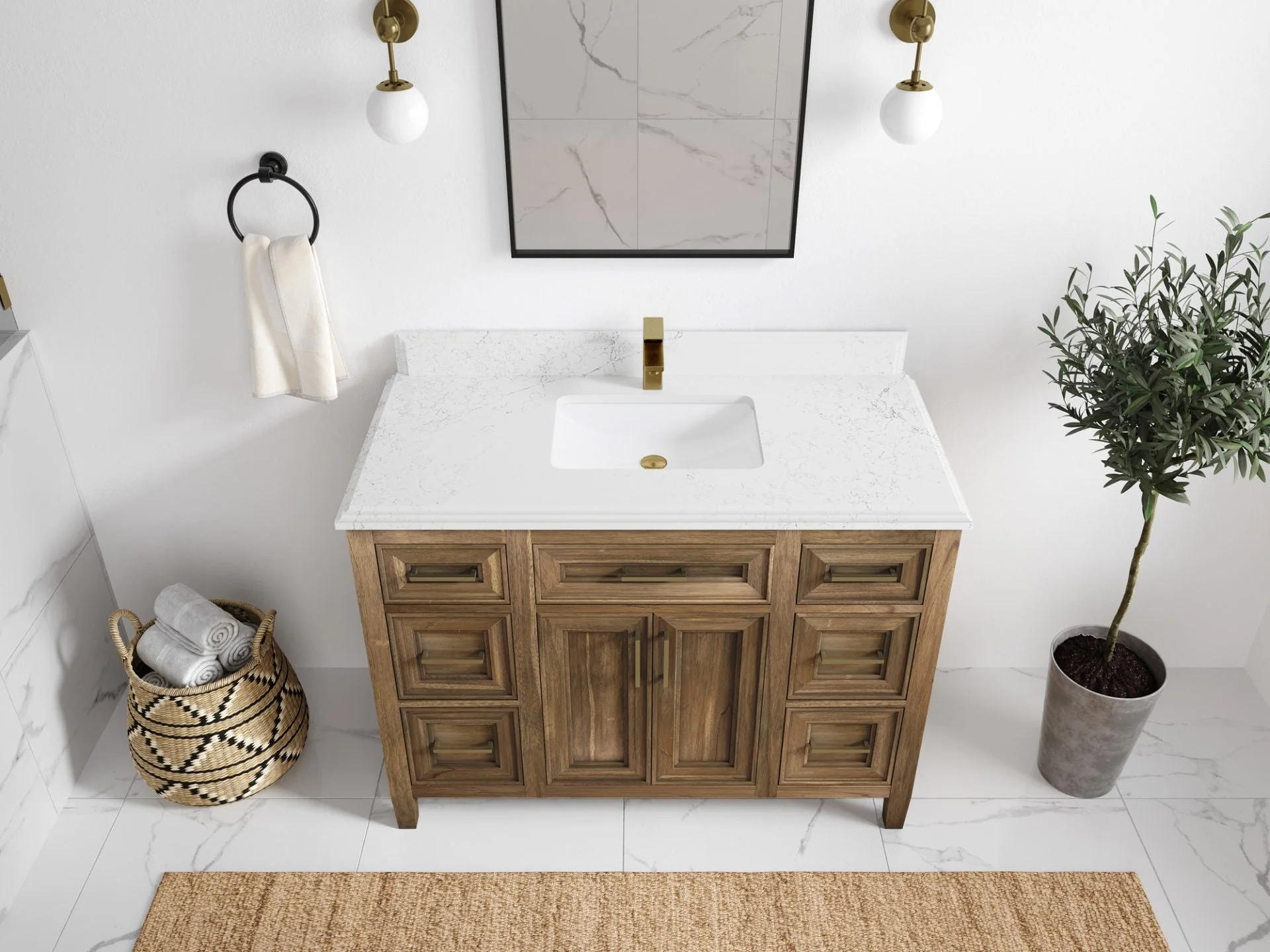 Santa Monica Teak Wood 48 in. W x 22 in. D Single Sink Bathroom Vanity - Image 31
