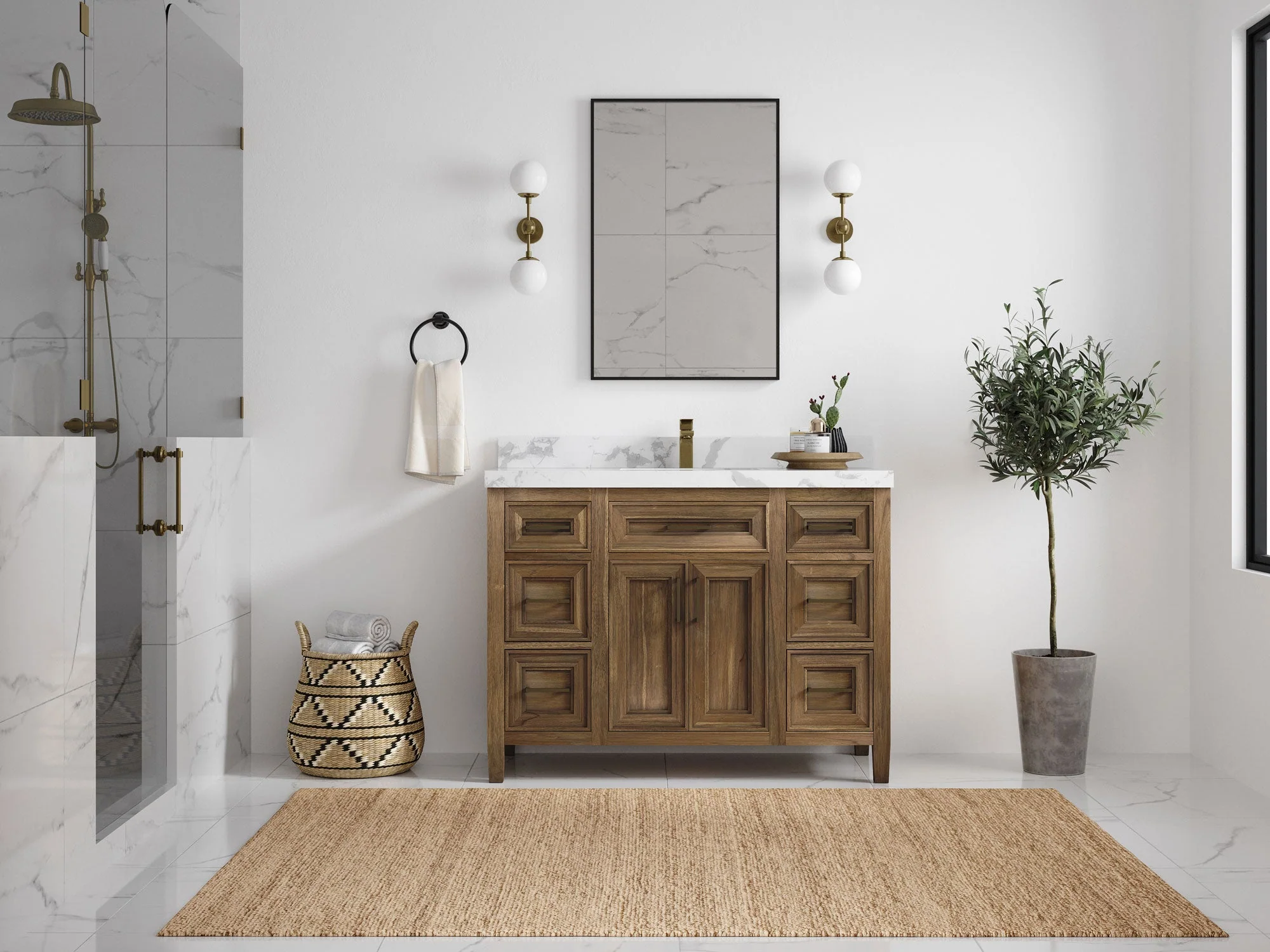 Santa Monica Teak Wood 48 in. W x 22 in. D Single Sink Bathroom Vanity - Image 4