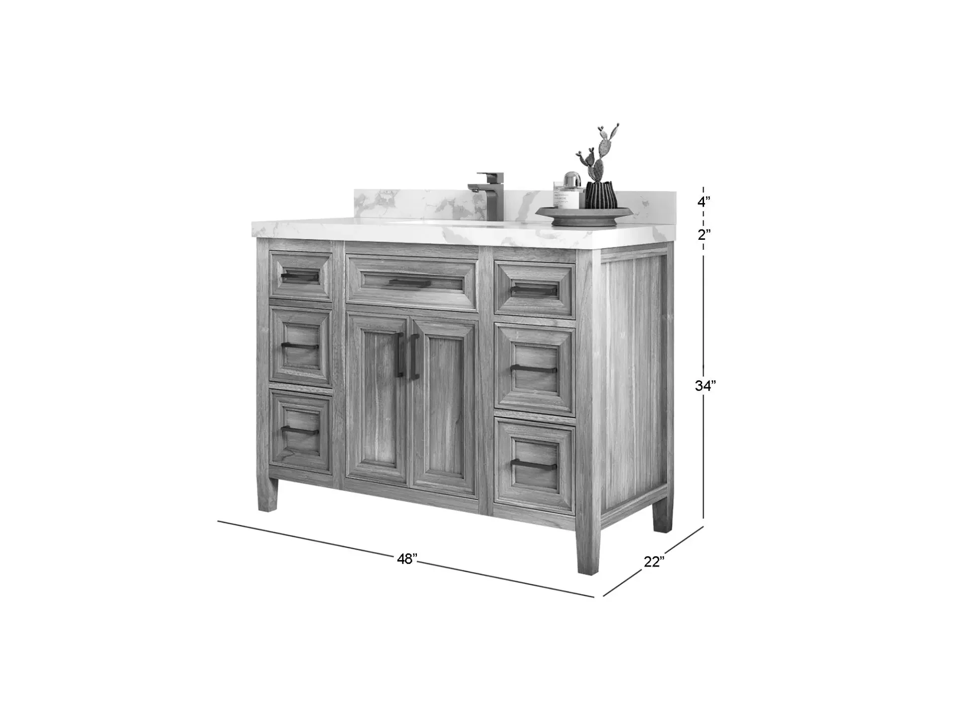 Santa Monica Teak Wood 48 in. W x 22 in. D Single Sink Bathroom Vanity - Image 5