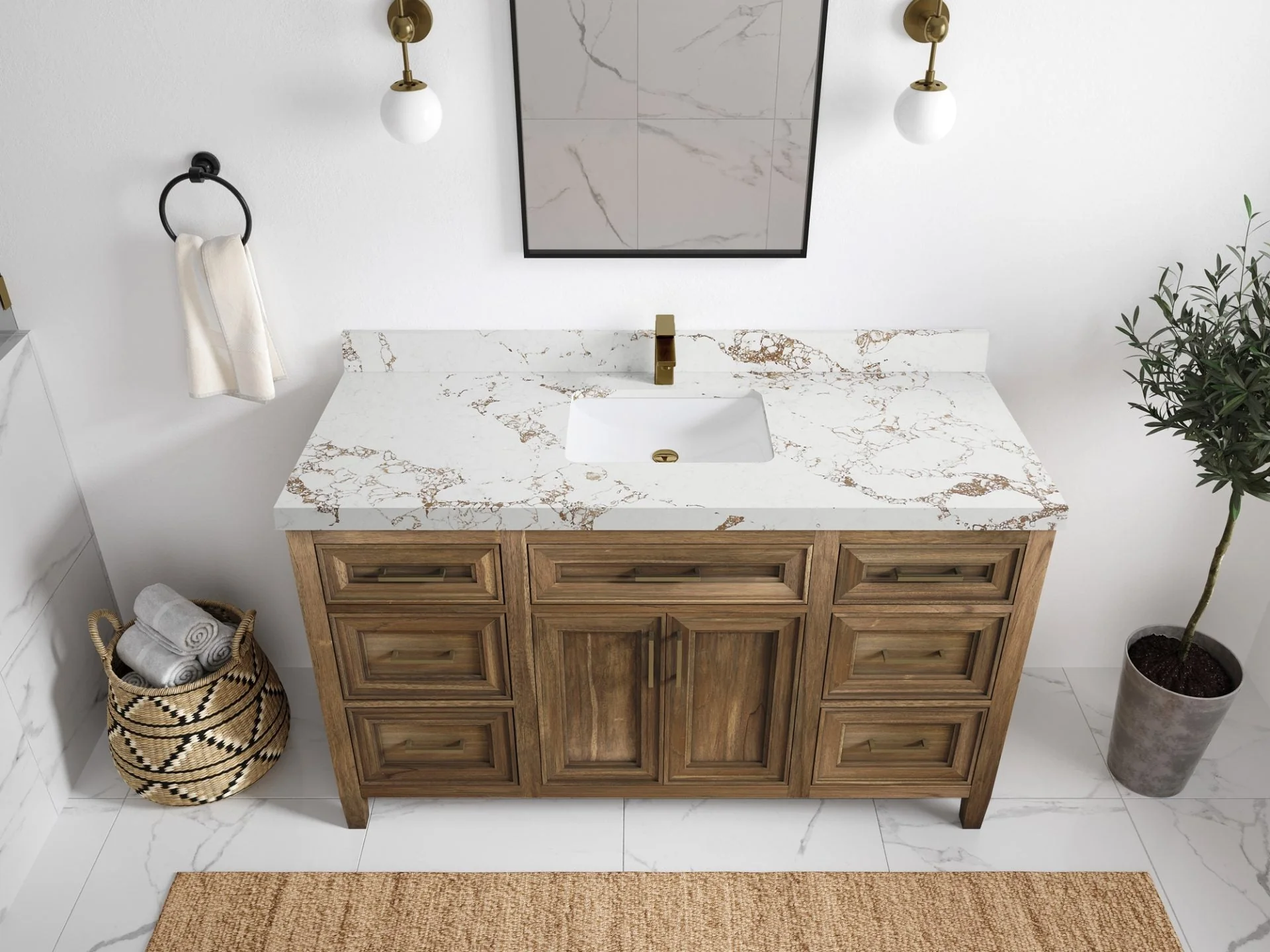 Santa Monica Teak Wood 60 in. W x 22 in. D Single Sink Bathroom Vanity - Image 15